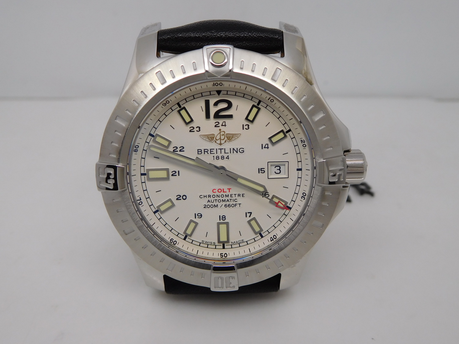 Colt 44mm Automatic Stainless Steel Leather Strap White 2824