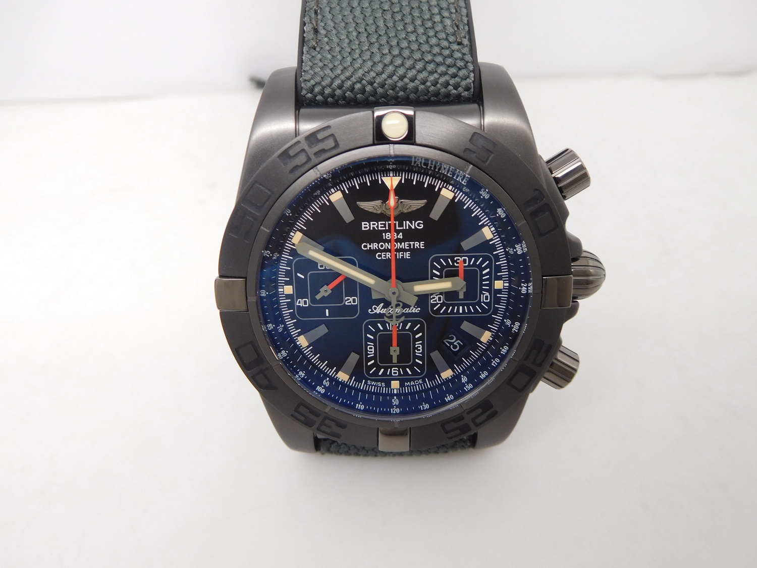 Chronomat B01 DLC Rubber Strap Black Stick 44.5mm 7750