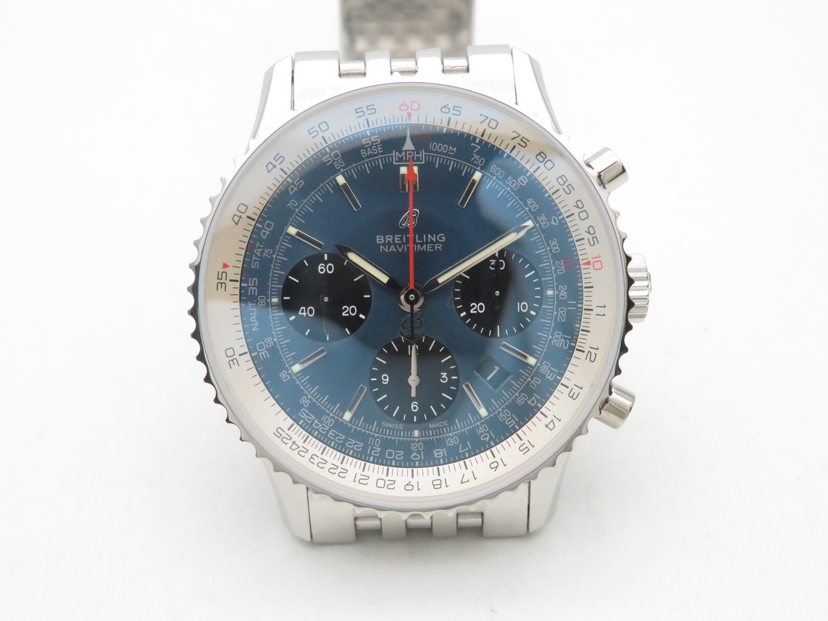 Navitimer B01 Chronograph Stainless Steel Bracelet Blue Black 43mm 7750