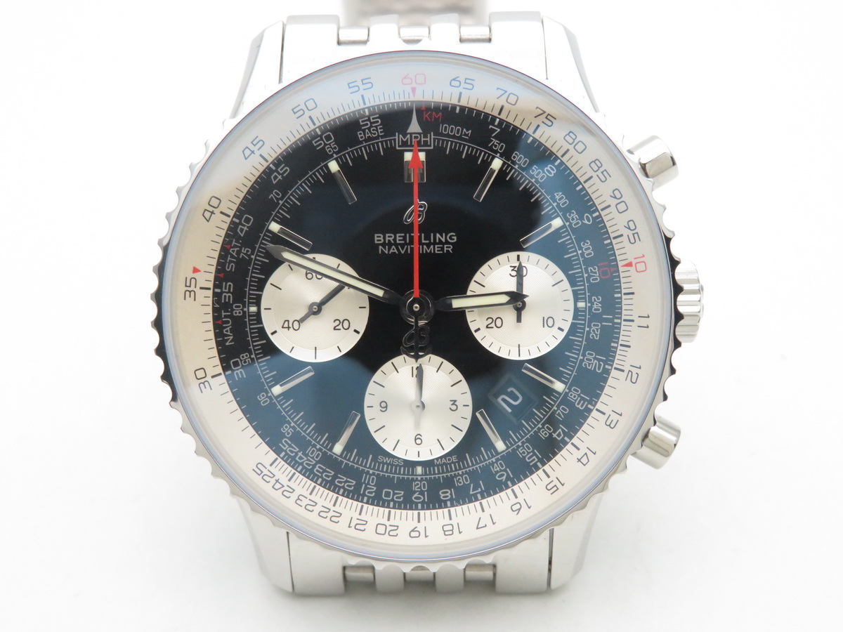 Navitimer B01 Chronograph Stainless Steel Bracelet Black White 43mm 7750
