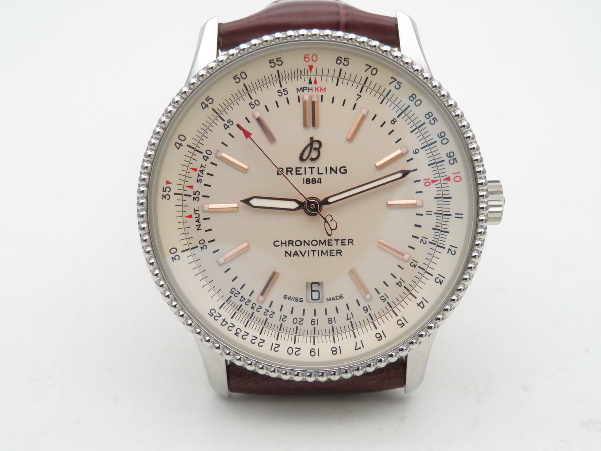 Navitimer 1 41mm Stainless Steel Leather Strap White 2824