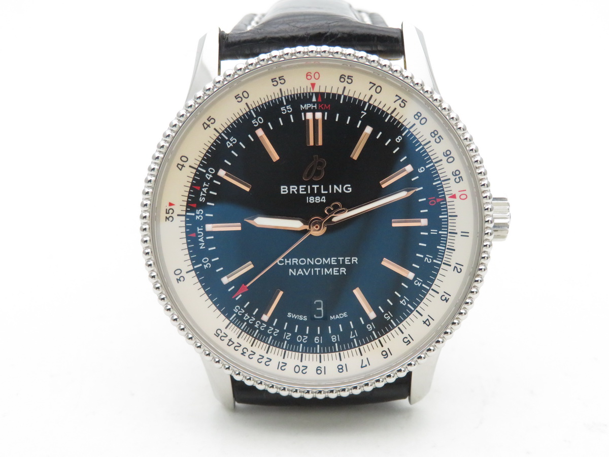 Navitimer 1 41mm Stainless Steel Leather Strap Black 2824