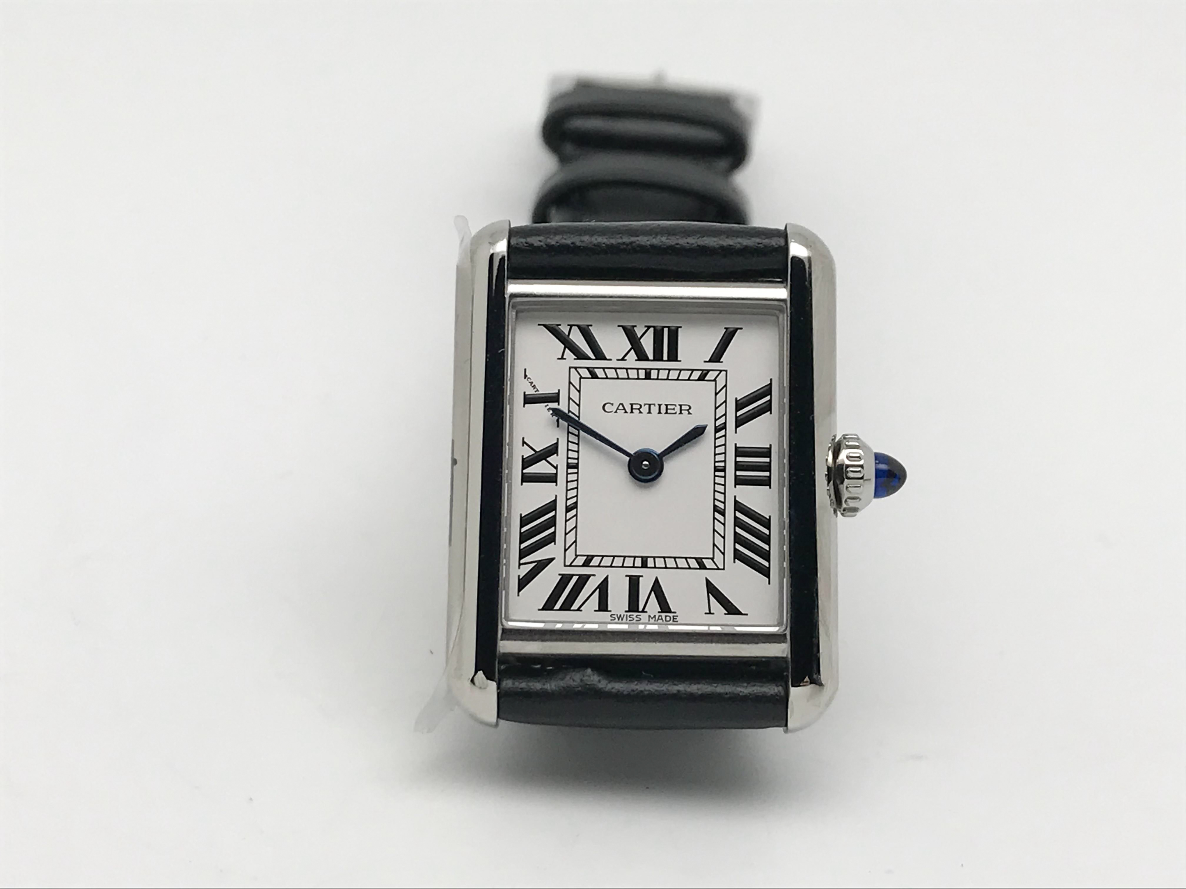 Tank Must 30mm Ladies Stainless Steel White Dial Black Leather Strap Quartz