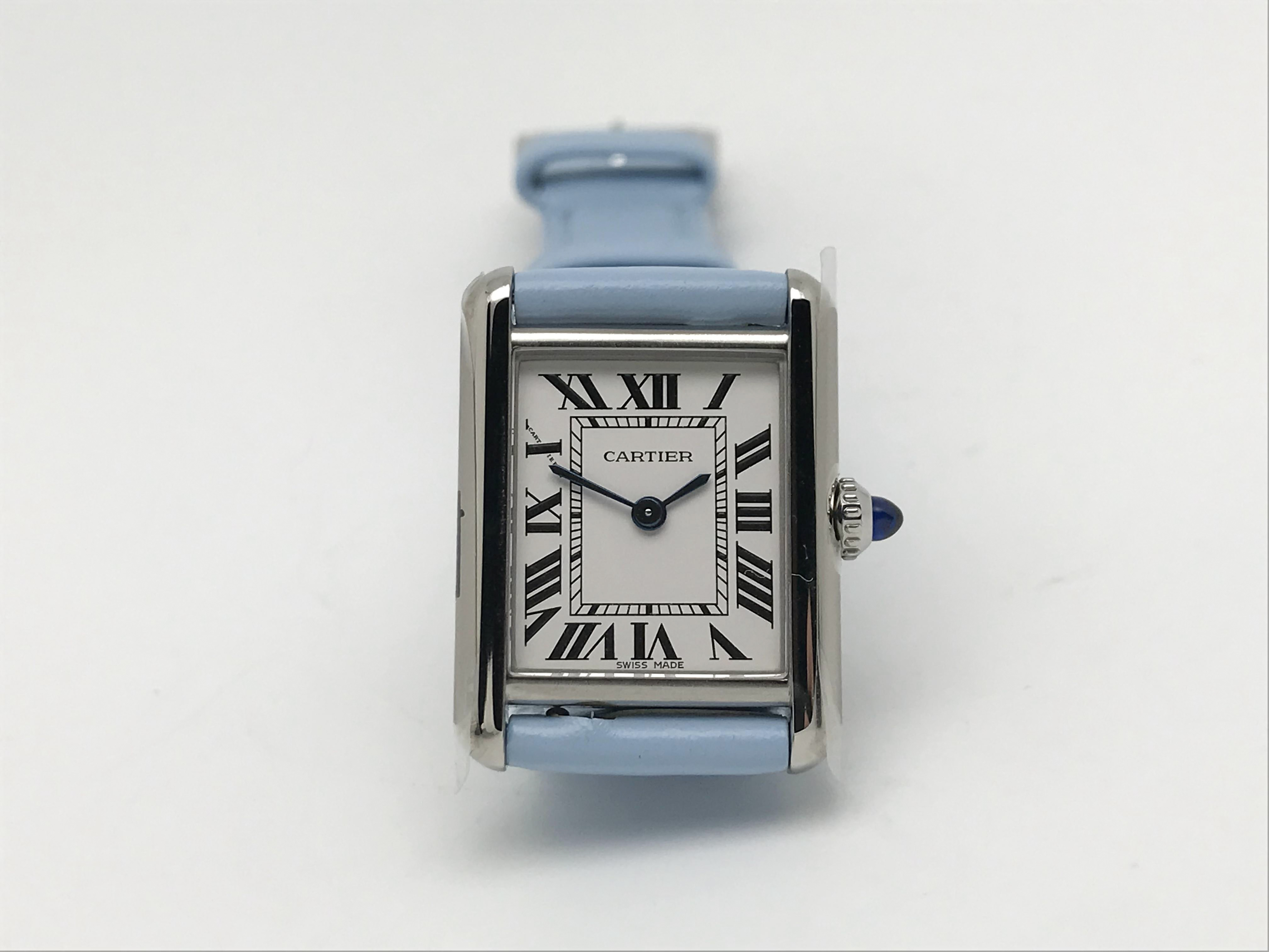 Tank Must 30mm Ladies Stainless Steel White Dial Blue Leather Strap Quartz