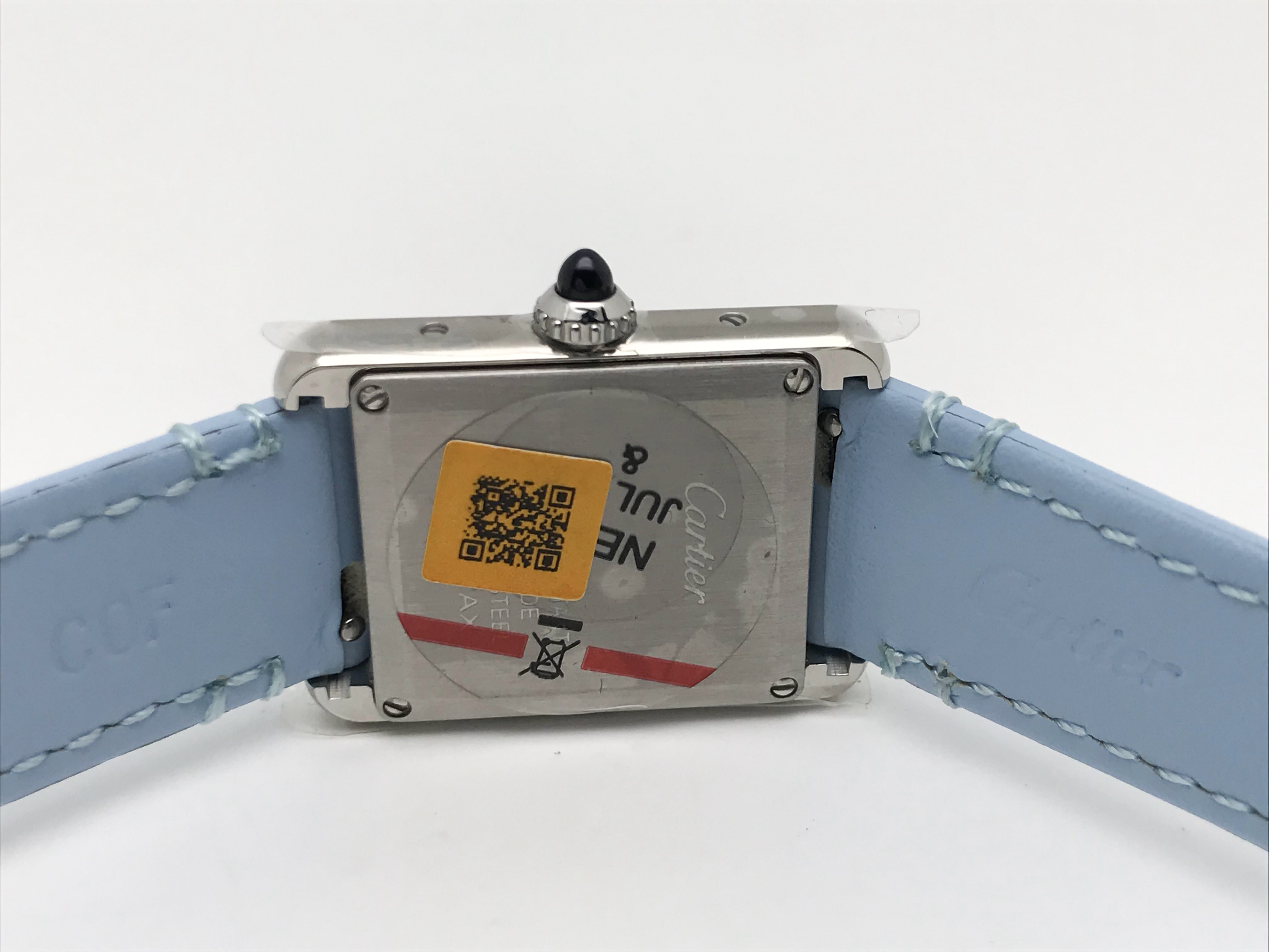 Tank Must 30mm Ladies Stainless Steel White Dial Blue Leather Strap Quartz 6