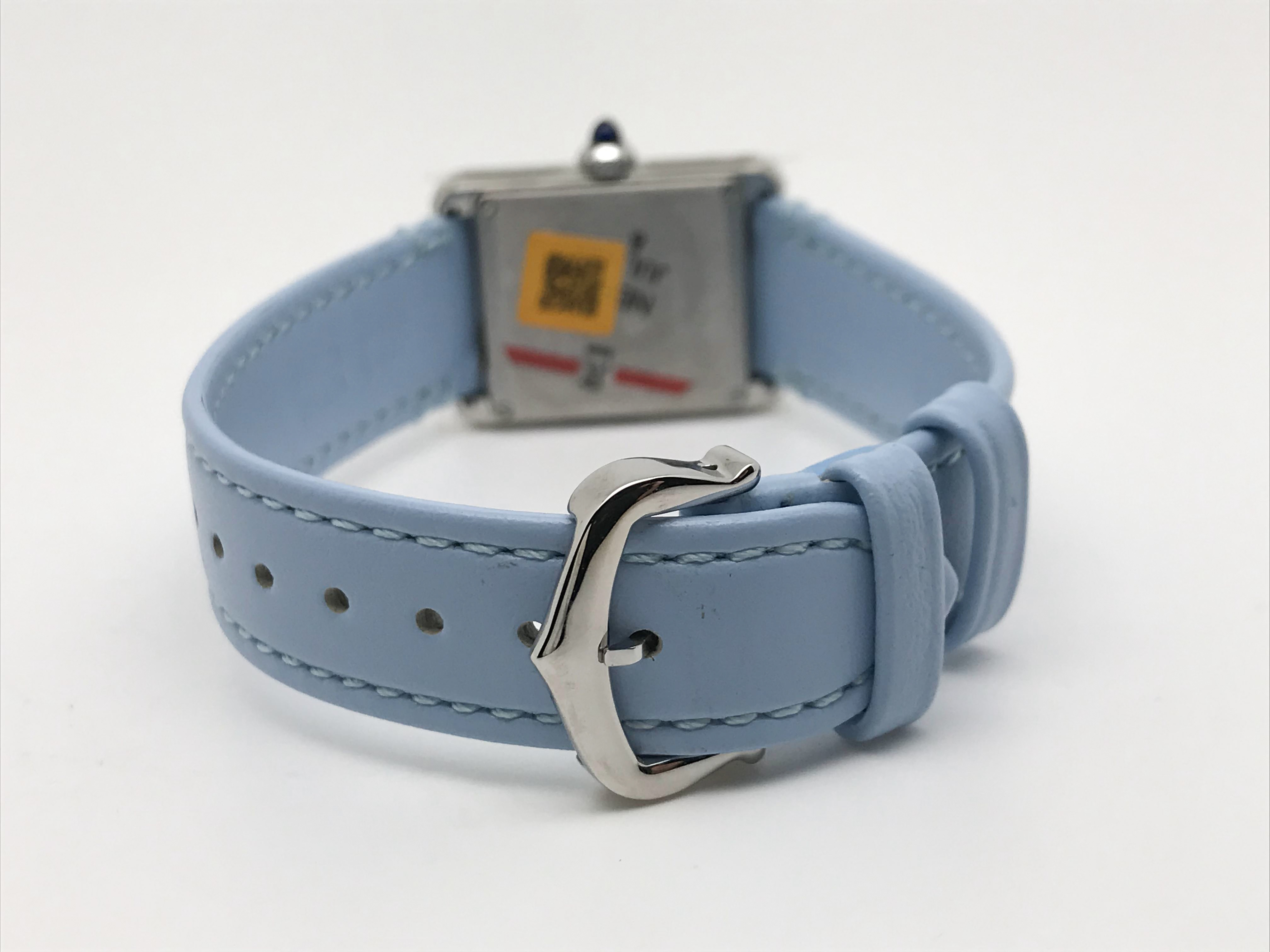 Tank Must 30mm Ladies Stainless Steel White Dial Blue Leather Strap Quartz 8