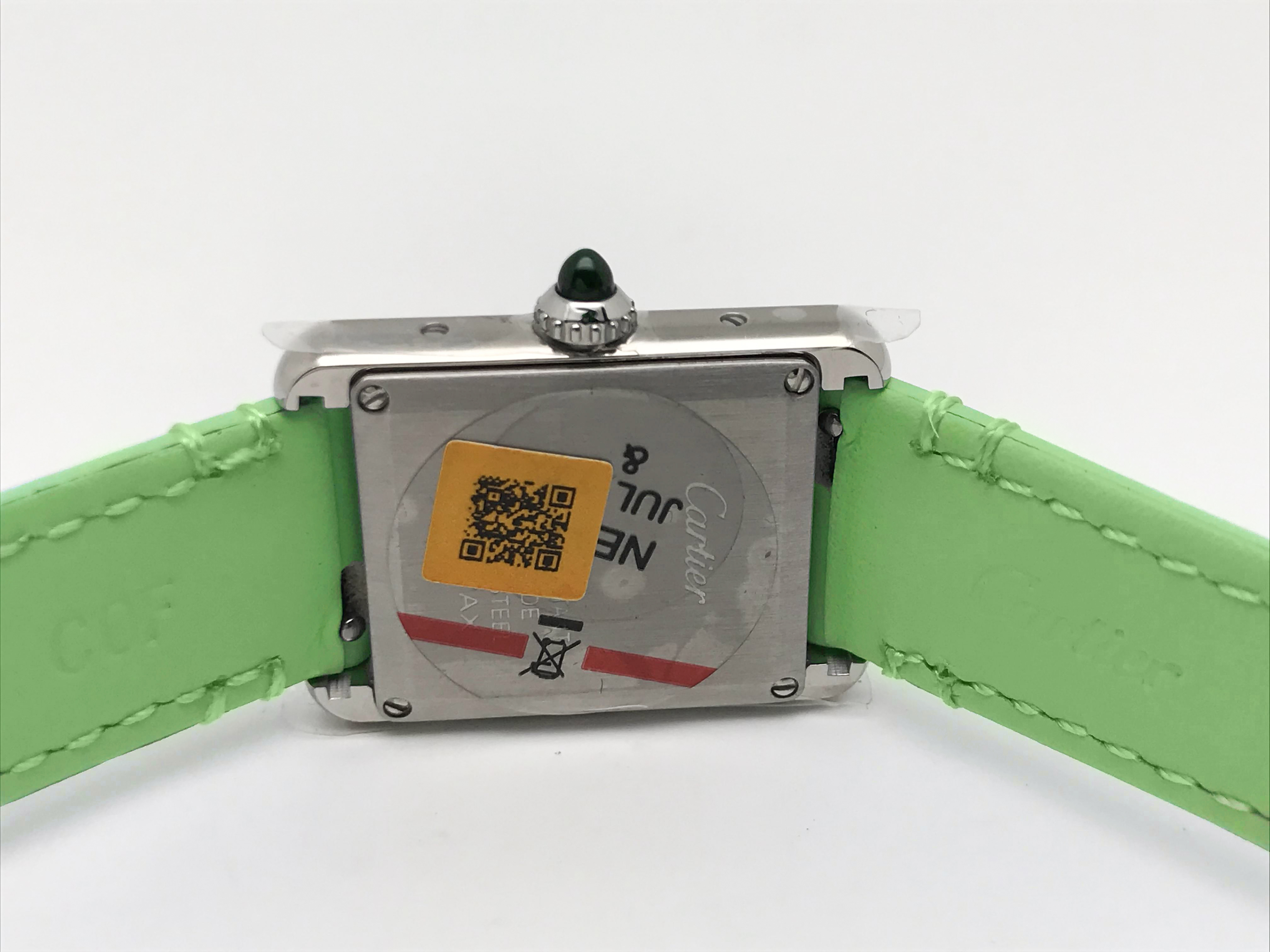 Tank Must 30mm Ladies Stainless Steel White Dial Green Leather Strap Quartz 8