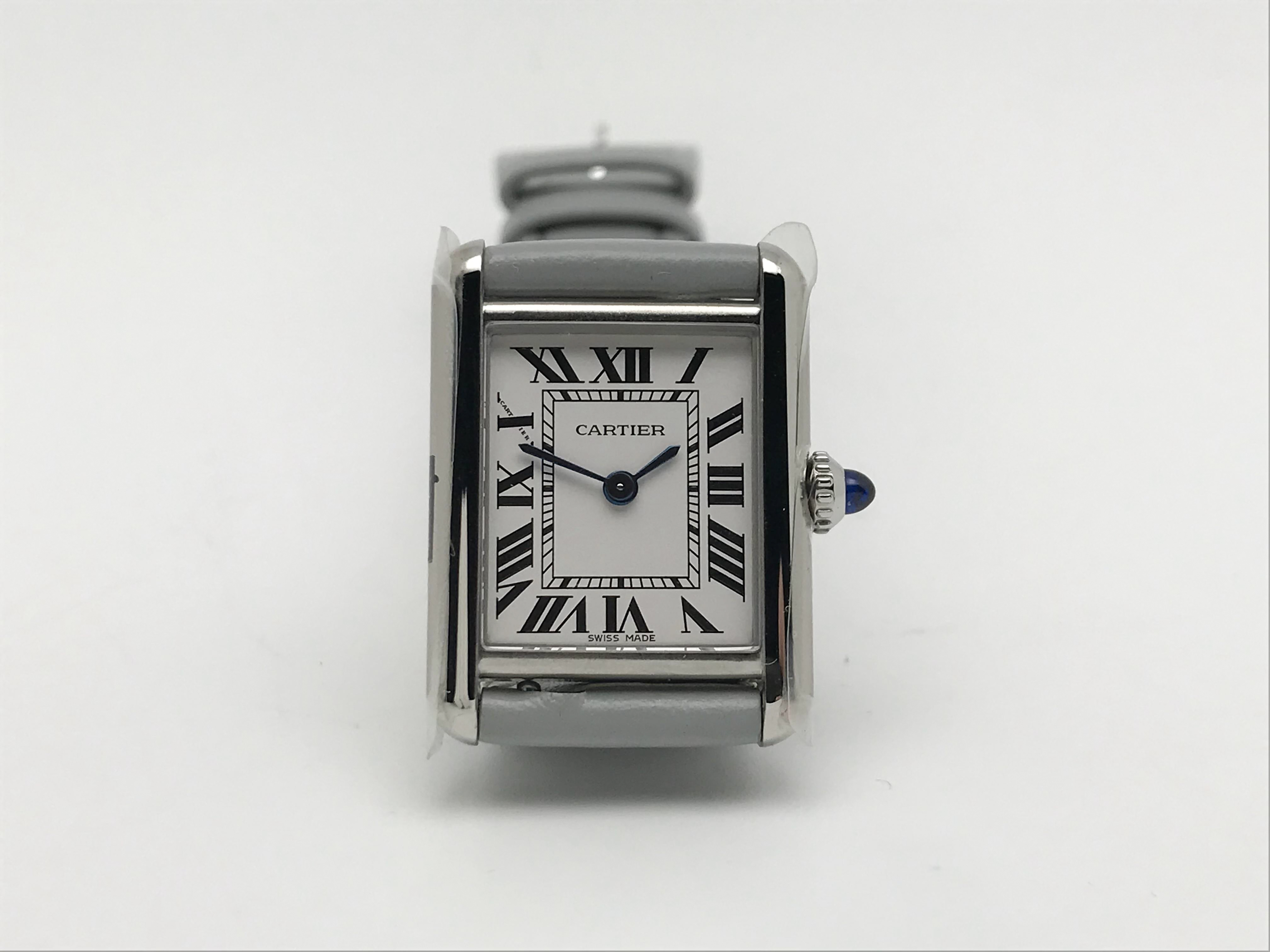 Tank Must 30mm Ladies Stainless Steel White Dial Grey Leather Strap Quartz