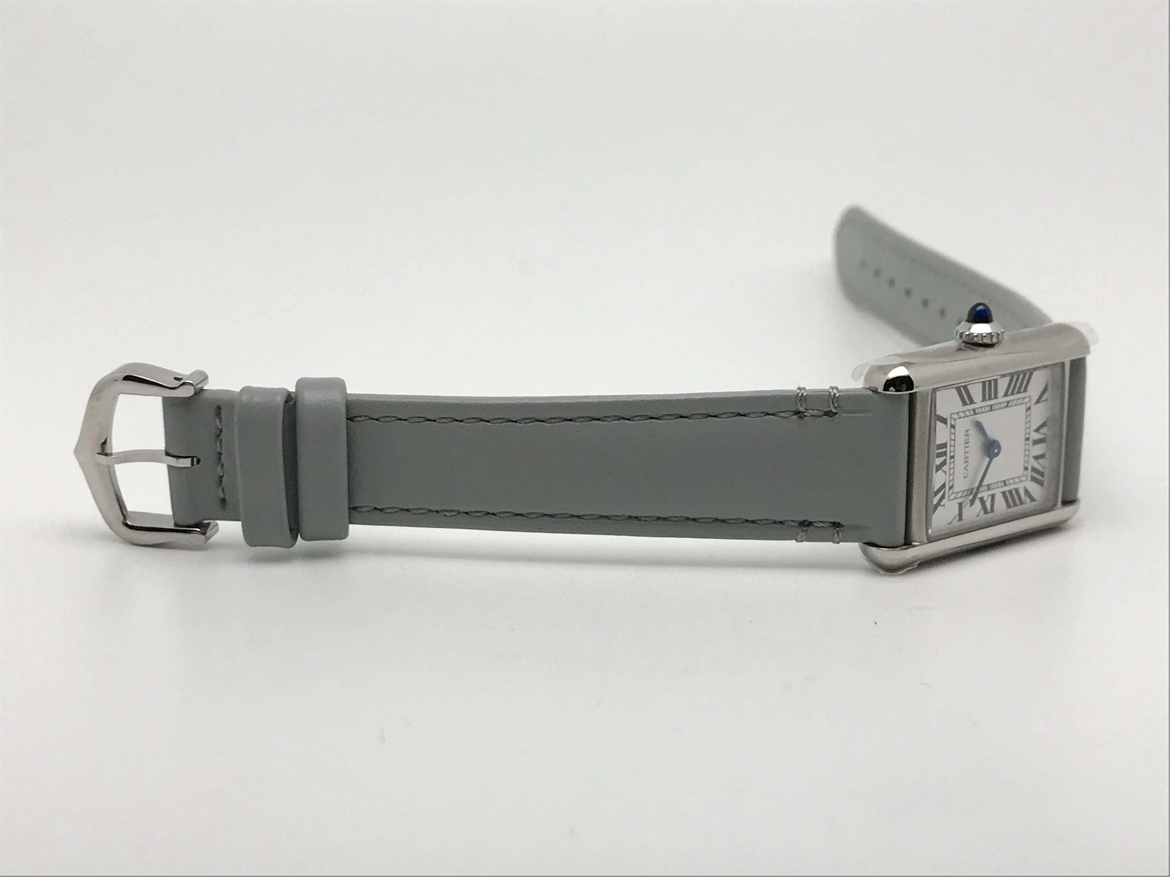 Tank Must 30mm Ladies Stainless Steel White Dial Grey Leather Strap Quartz 3