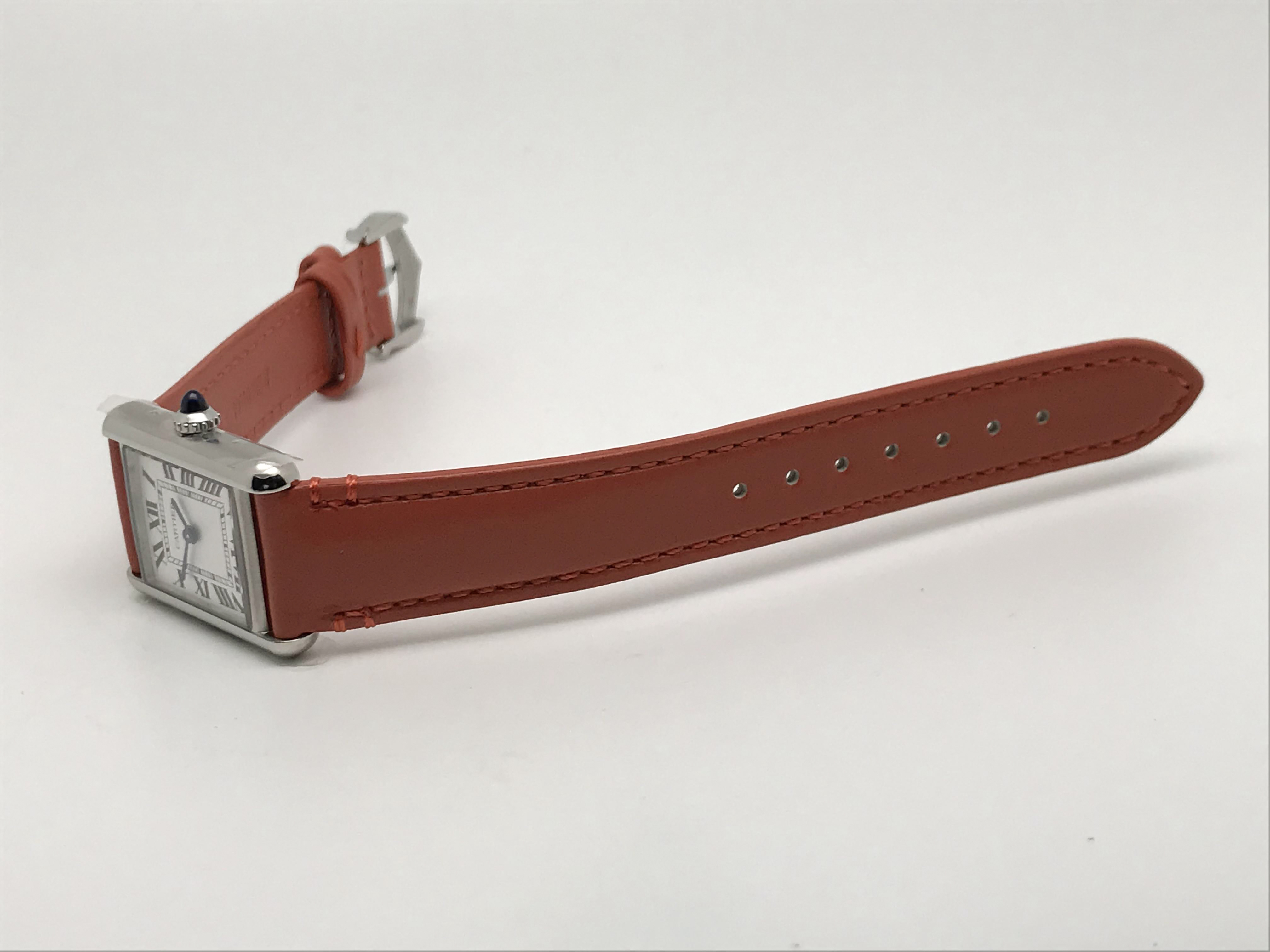 Tank Must 30mm Ladies Stainless Steel White Dial Orange Leather Strap Quartz 2