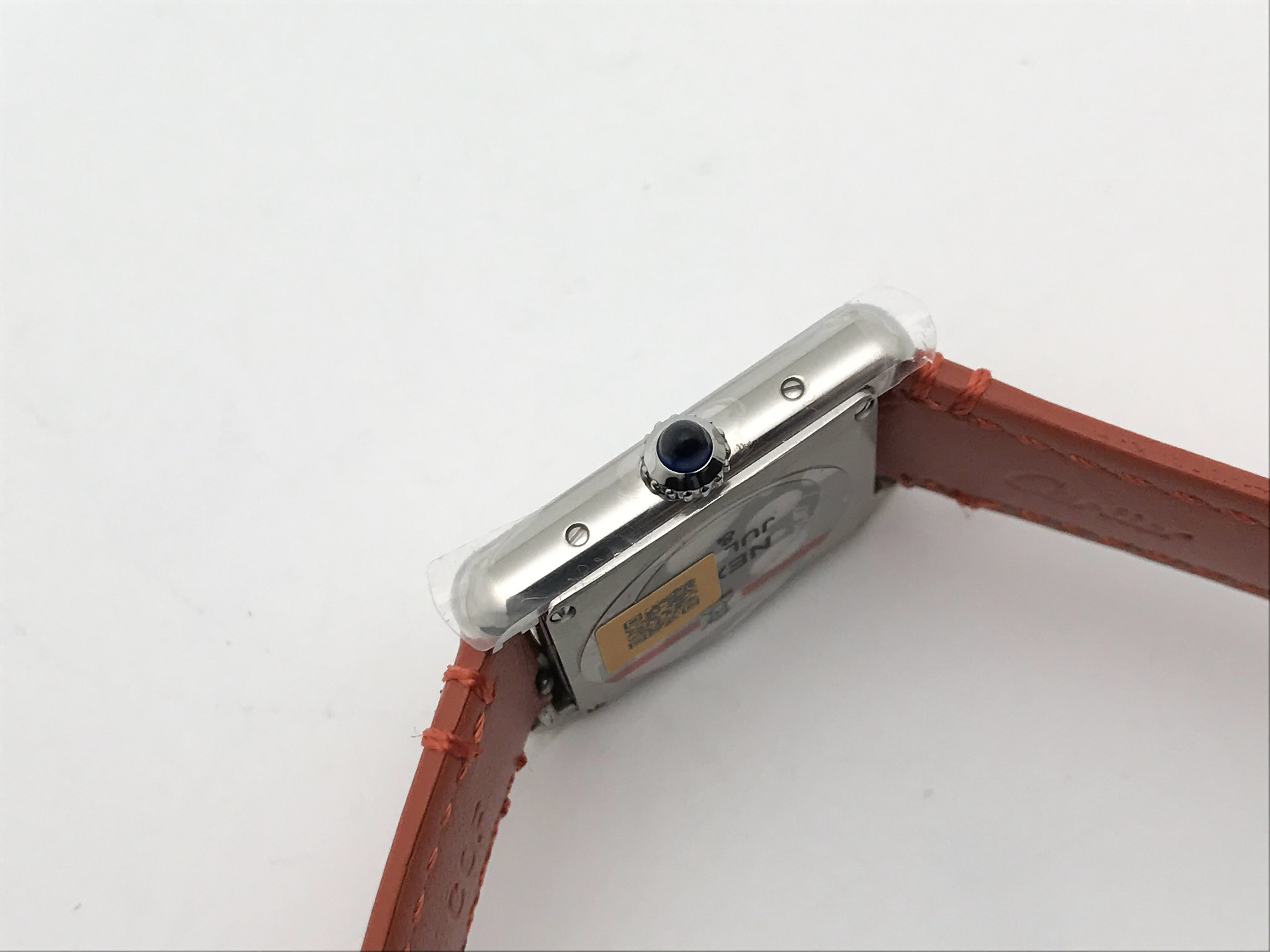 Tank Must 30mm Ladies Stainless Steel White Dial Orange Leather Strap Quartz 4