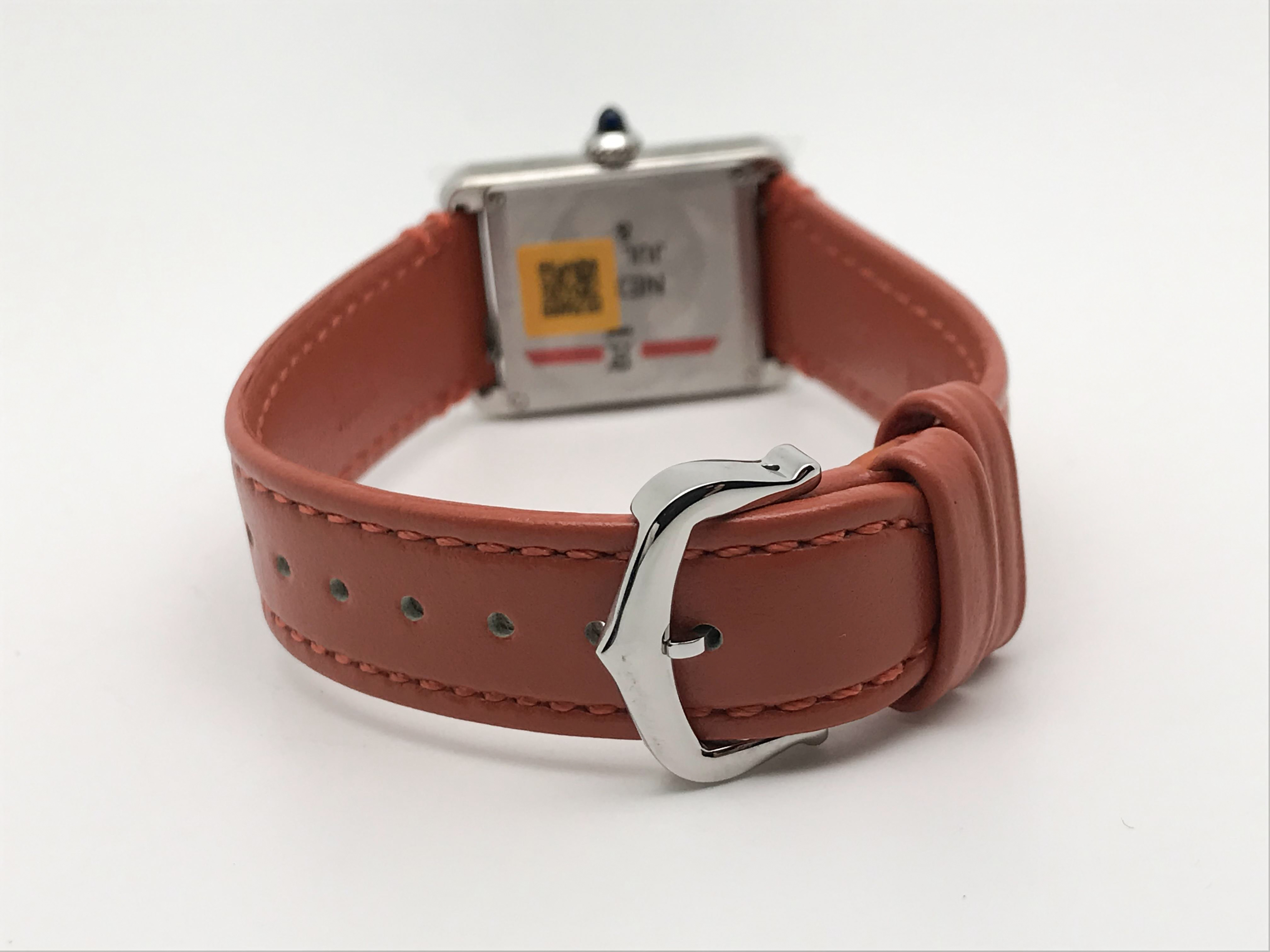 Tank Must 30mm Ladies Stainless Steel White Dial Orange Leather Strap Quartz 8