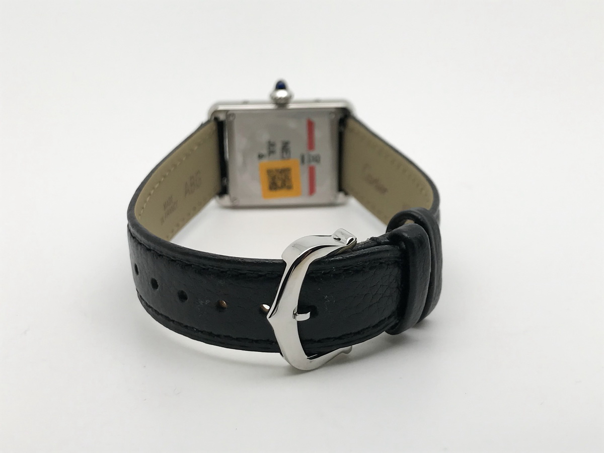 Tank Must 30mm Ladies Stainless Steel White Dial Black Calf Leather Strap Quartz 8