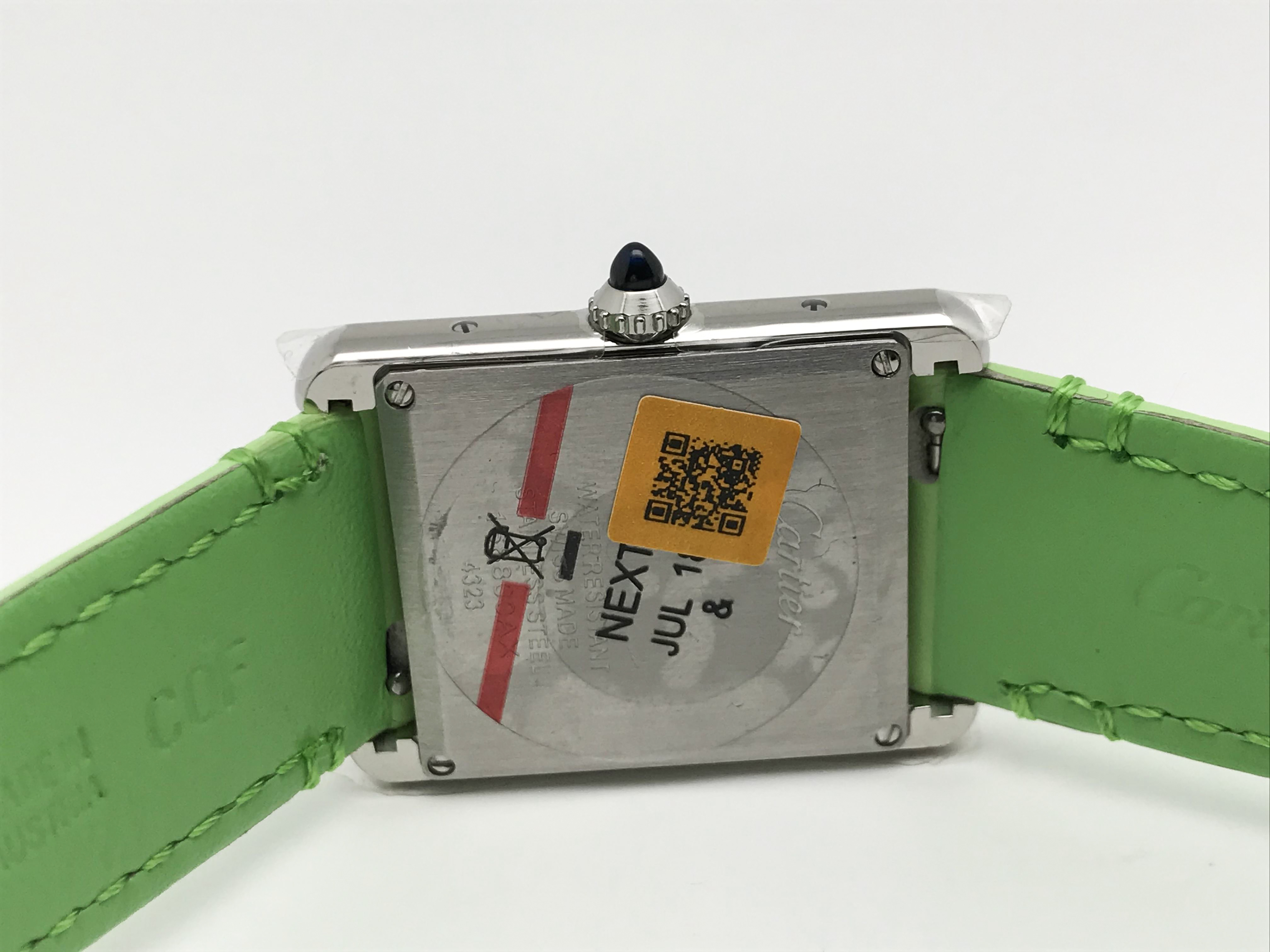 Tank Must 34mm Large Stainless Steel White Dial Green Leather Strap Quartz 6