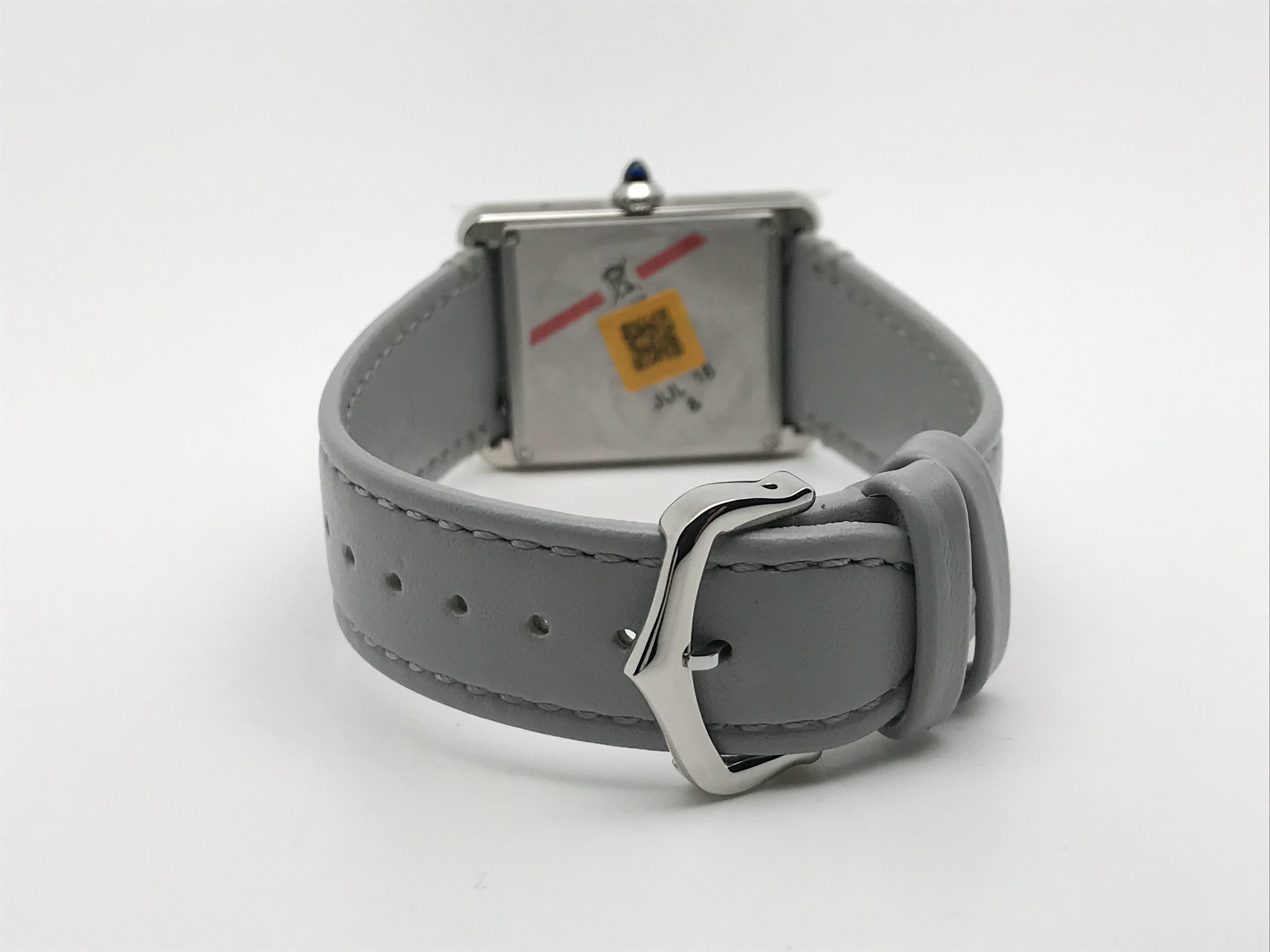 Tank Must 34mm Large Stainless Steel White Dial Grey Leather Strap Quartz 8
