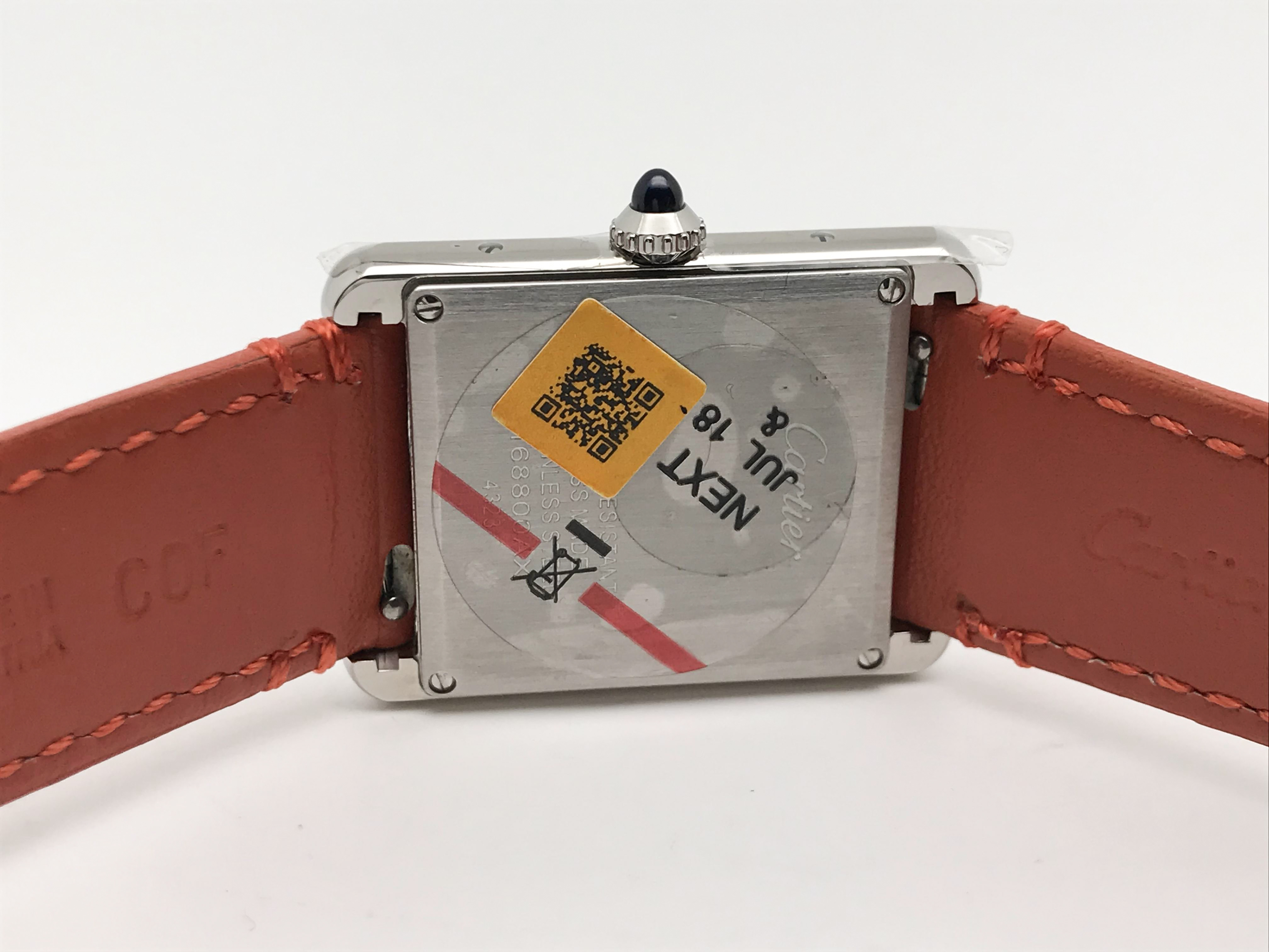 Tank Must 34mm Large Stainless Steel White Dial Orange Leather Strap Quartz 6