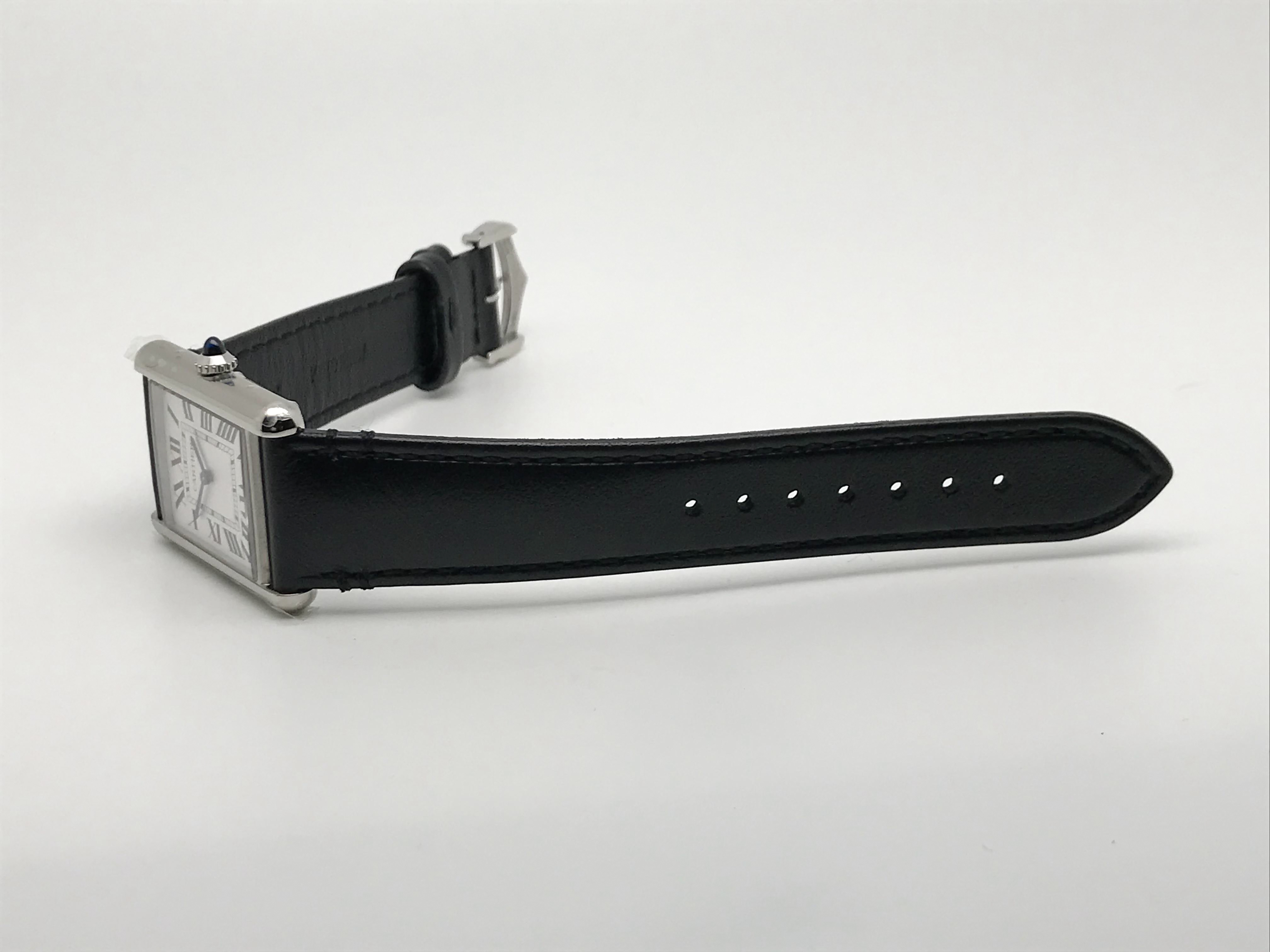 Tank Must 34mm Large Stainless Steel White Dial Black Leather Strap Quartz 2