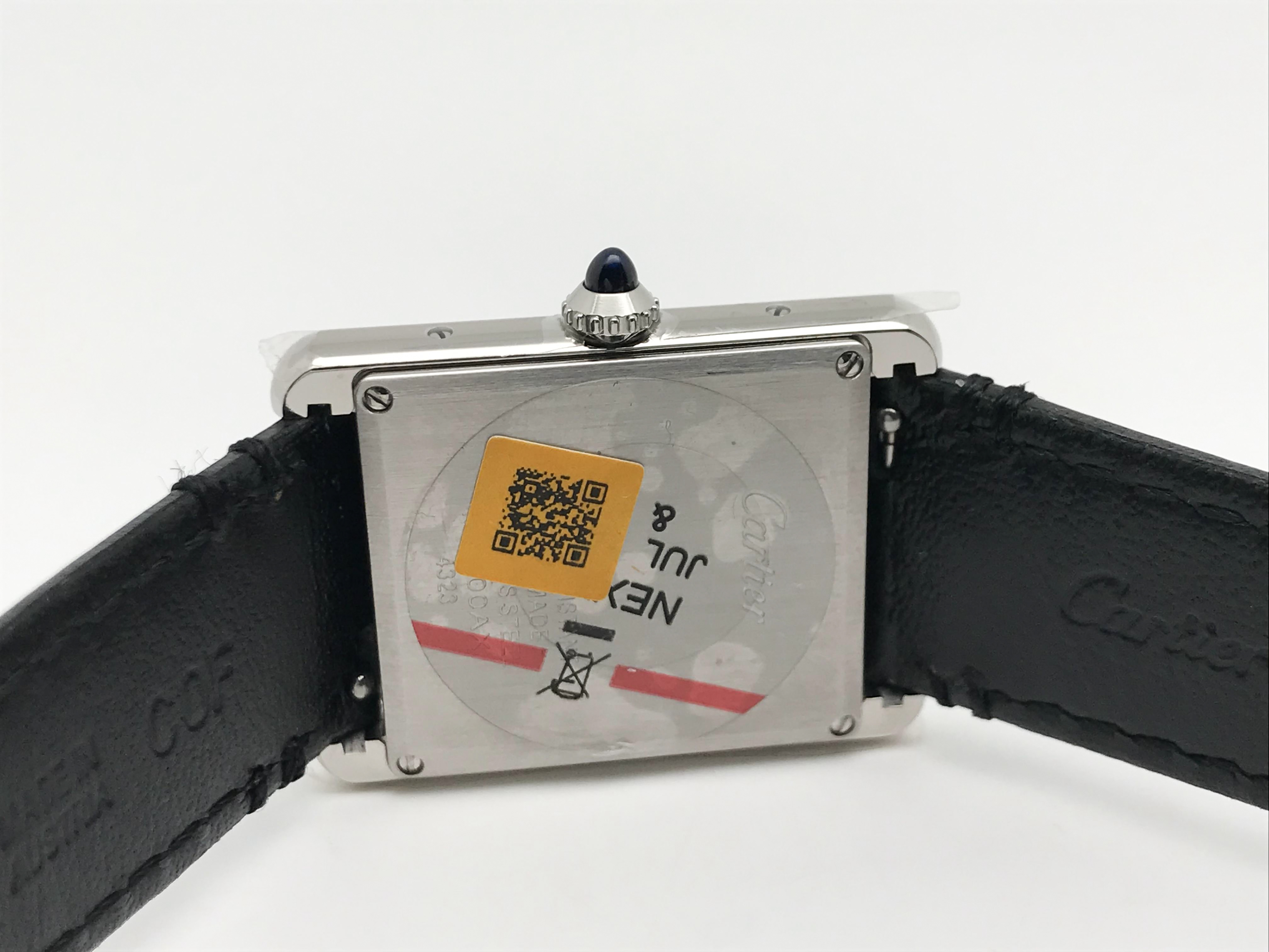 Tank Must 34mm Large Stainless Steel White Dial Black Leather Strap Quartz 6