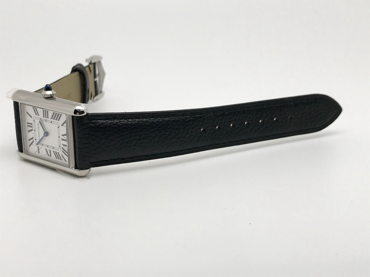 Tank Must 34mm Large Stainless Steel White Dial Black Calf Leather Strap Quartz 2