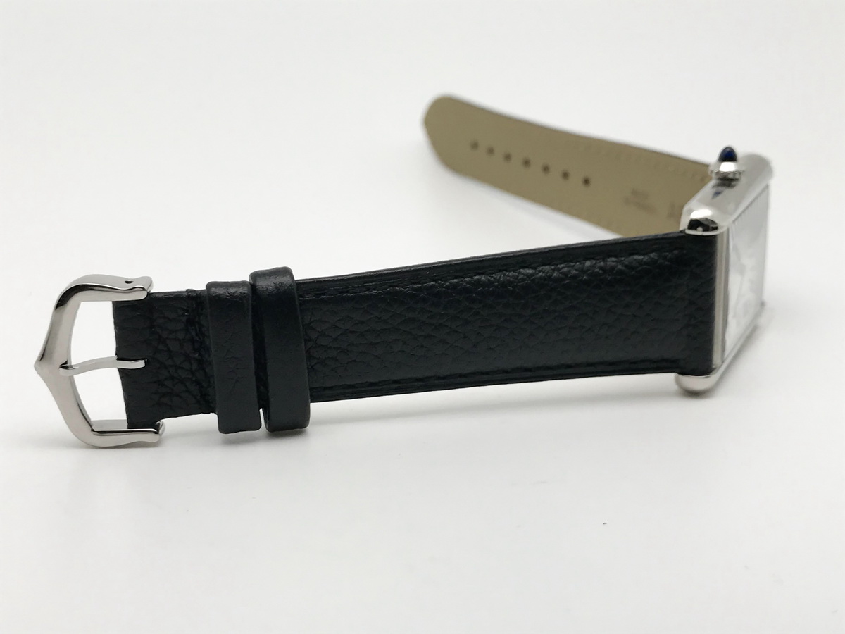 Tank Must 34mm Large Stainless Steel White Dial Black Calf Leather Strap Quartz 3