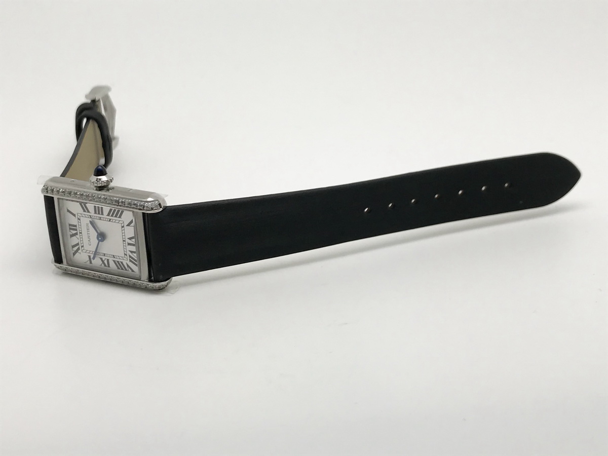 Tank Must 30mm Ladies Stainless Steel White Dial Black Satin Leather Strap Quartz 2