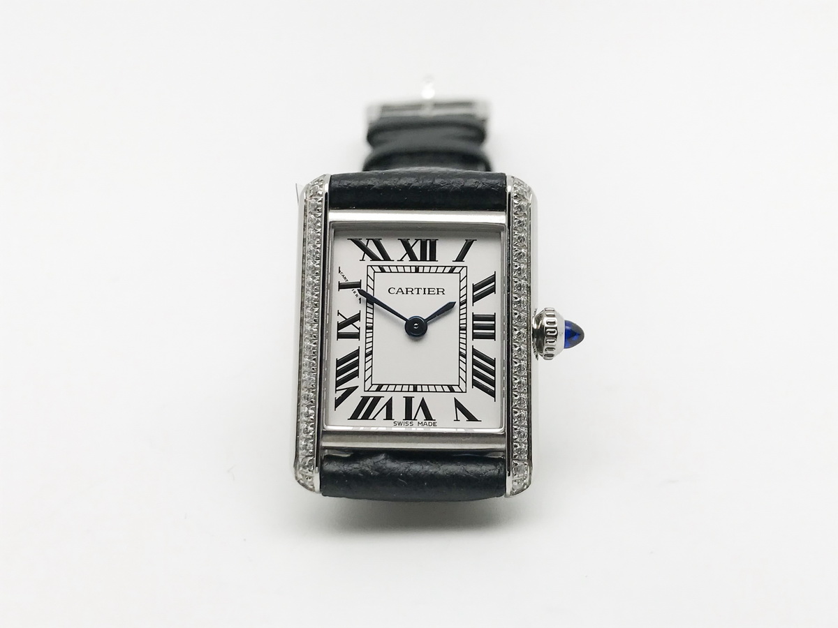 Tank Must 30mm Ladies Stainless Steel White Dial Black Leather Strap Quartz
