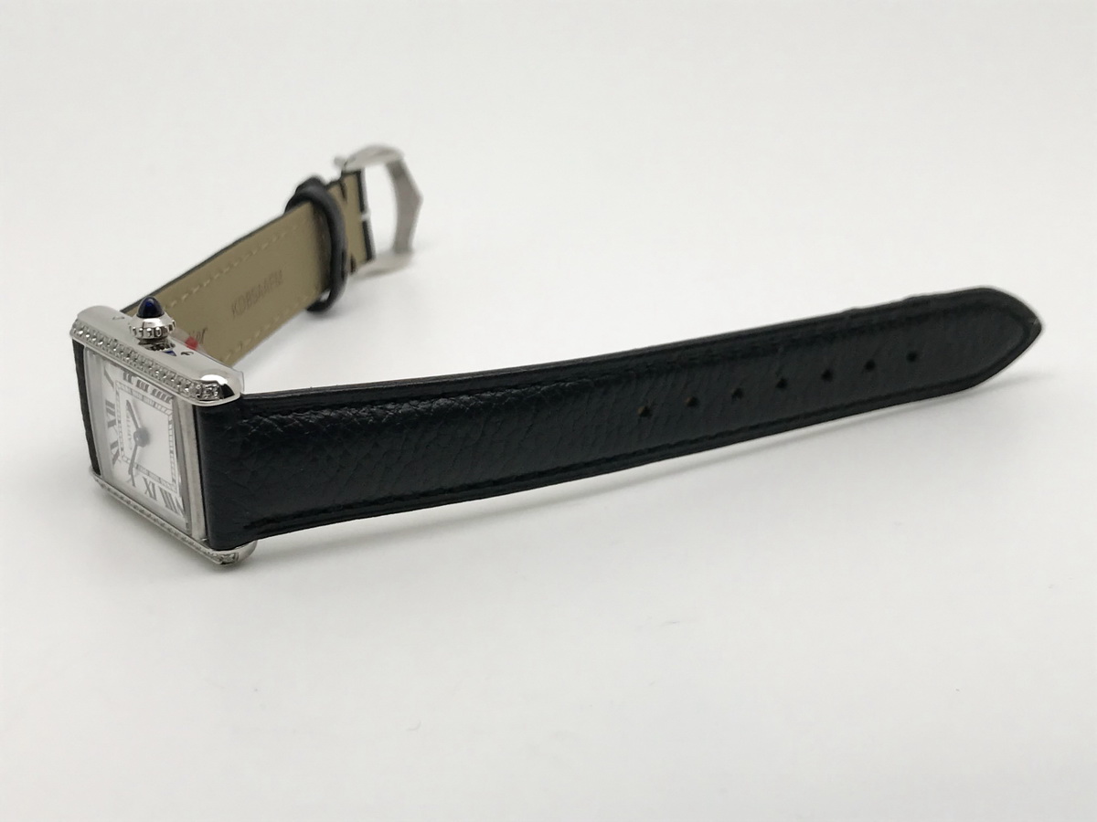 Tank Must 30mm Ladies Stainless Steel White Dial Black Leather Strap Quartz 2