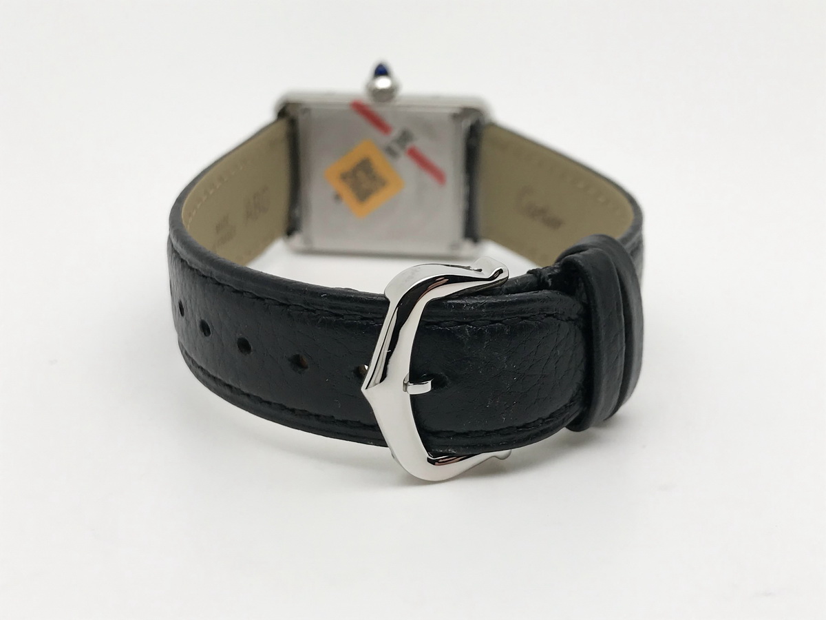 Tank Must 30mm Ladies Stainless Steel White Dial Black Leather Strap Quartz 8
