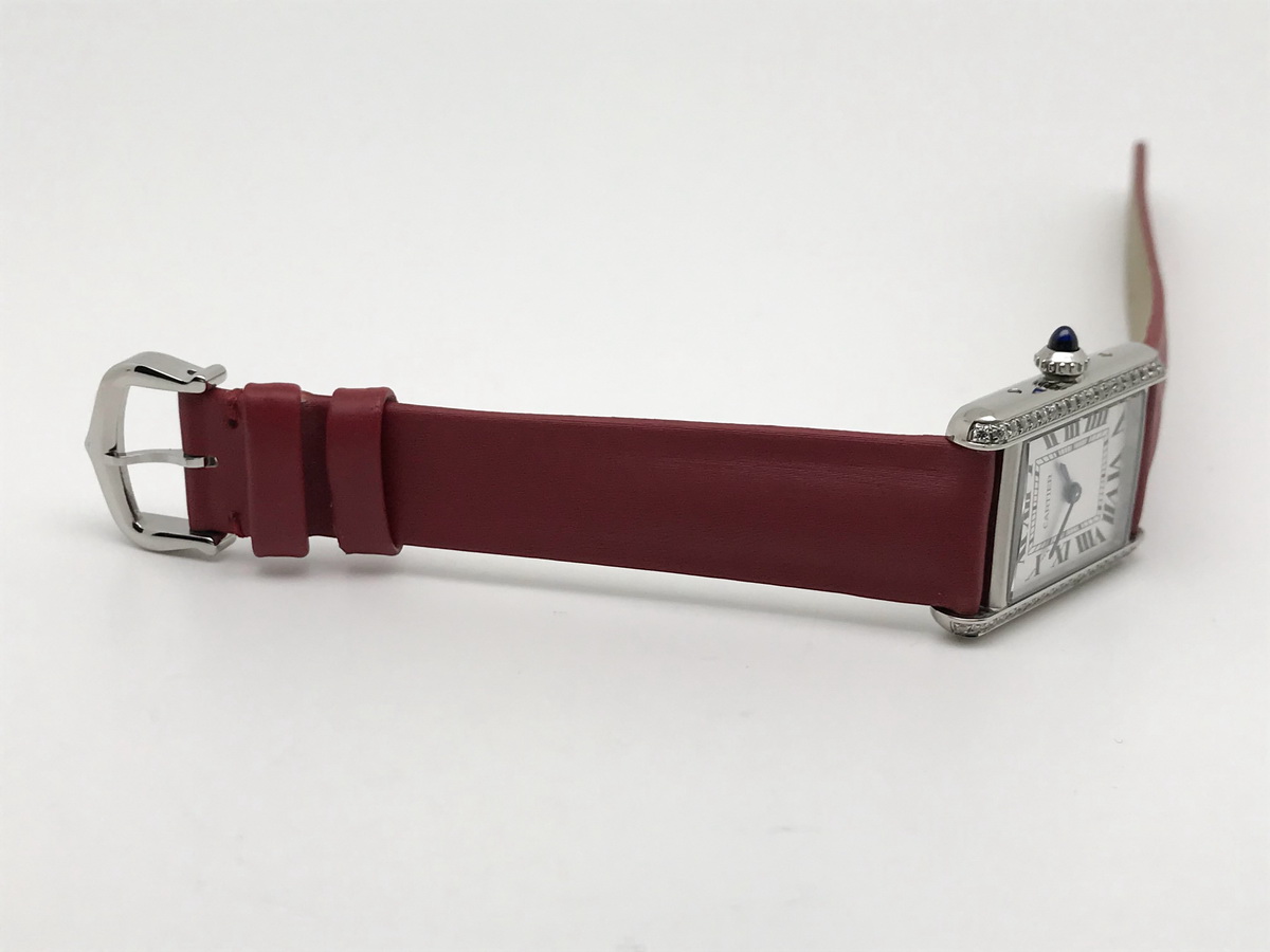 Tank Must 30mm Ladies Stainless Steel White Dial Red Satin Leather Strap Quartz 3