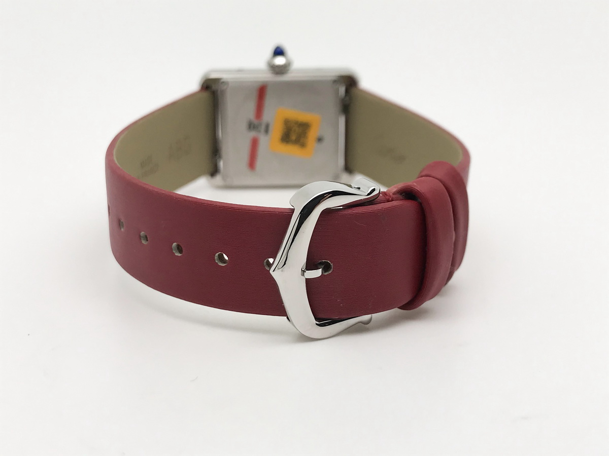 Tank Must 30mm Ladies Stainless Steel White Dial Red Satin Leather Strap Quartz 8