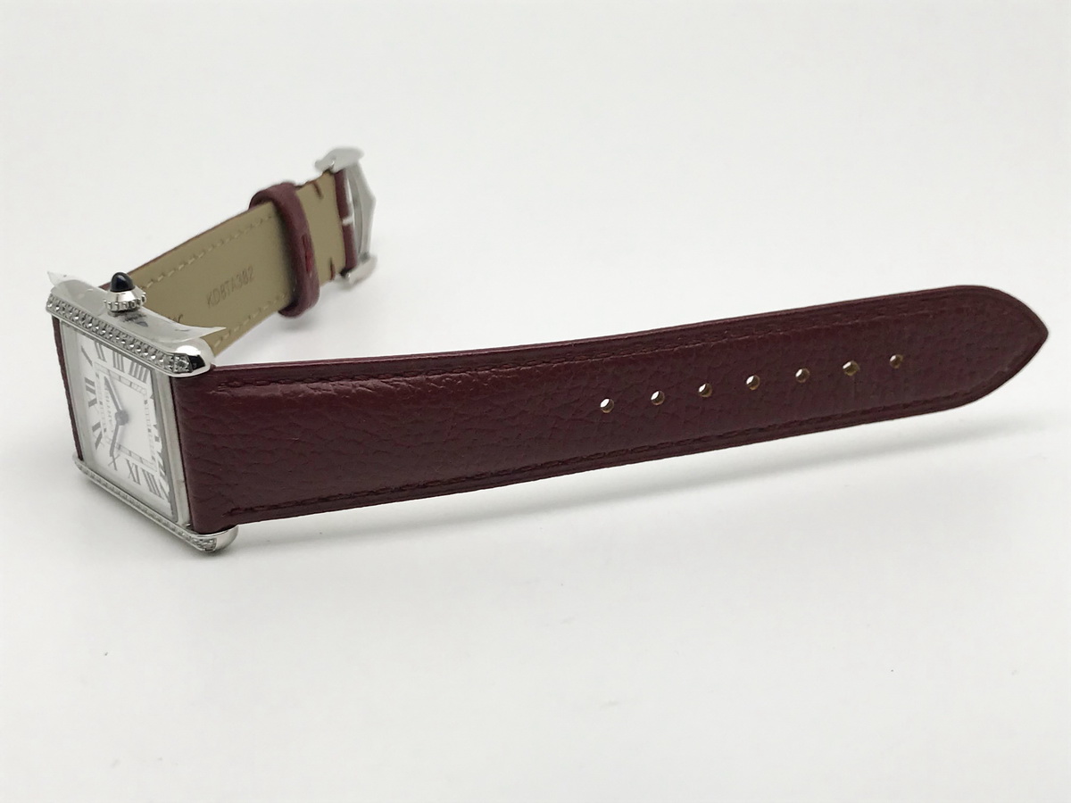 Tank Must 34mm Large Stainless Steel White Dial Red Leather Strap Quartz 2