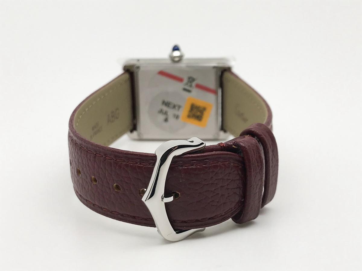 Tank Must 34mm Large Stainless Steel White Dial Red Leather Strap Quartz 8