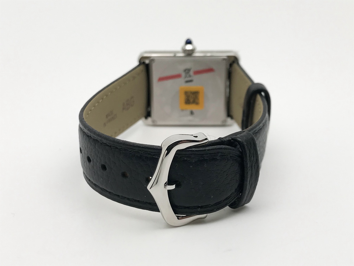Tank Must 34mm Large Stainless Steel White Dial Black Leather Strap Quartz 8