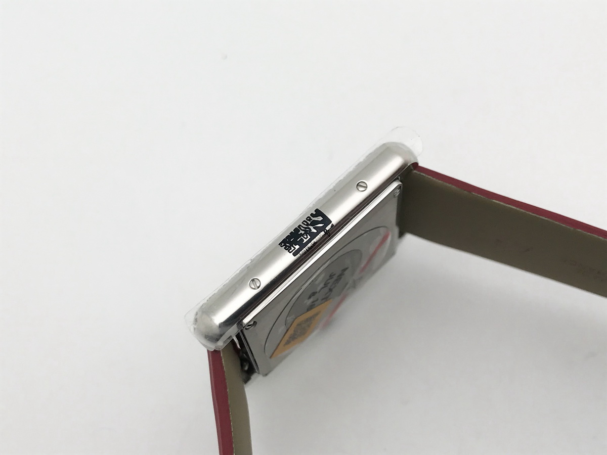 Tank Must 34mm Large Stainless Steel White Dial Red Satin Leather Strap Quartz 5