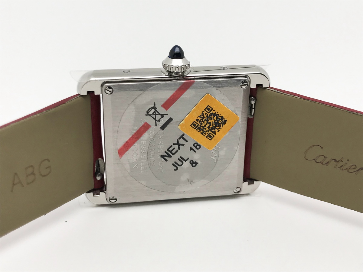 Tank Must 34mm Large Stainless Steel White Dial Red Satin Leather Strap Quartz 7