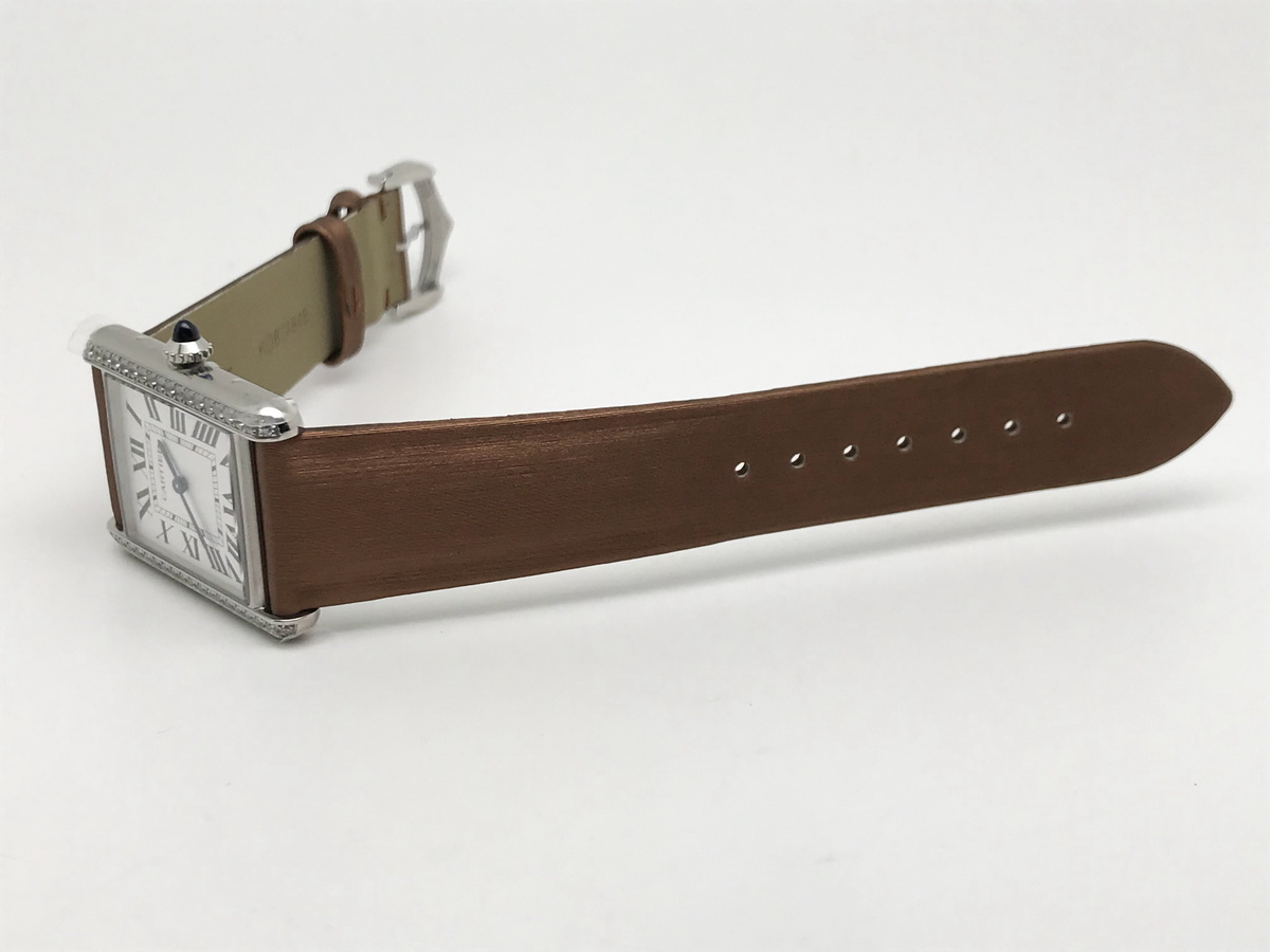Tank Must 34mm Large Stainless Steel White Dial Brown Satin Leather Strap Quartz