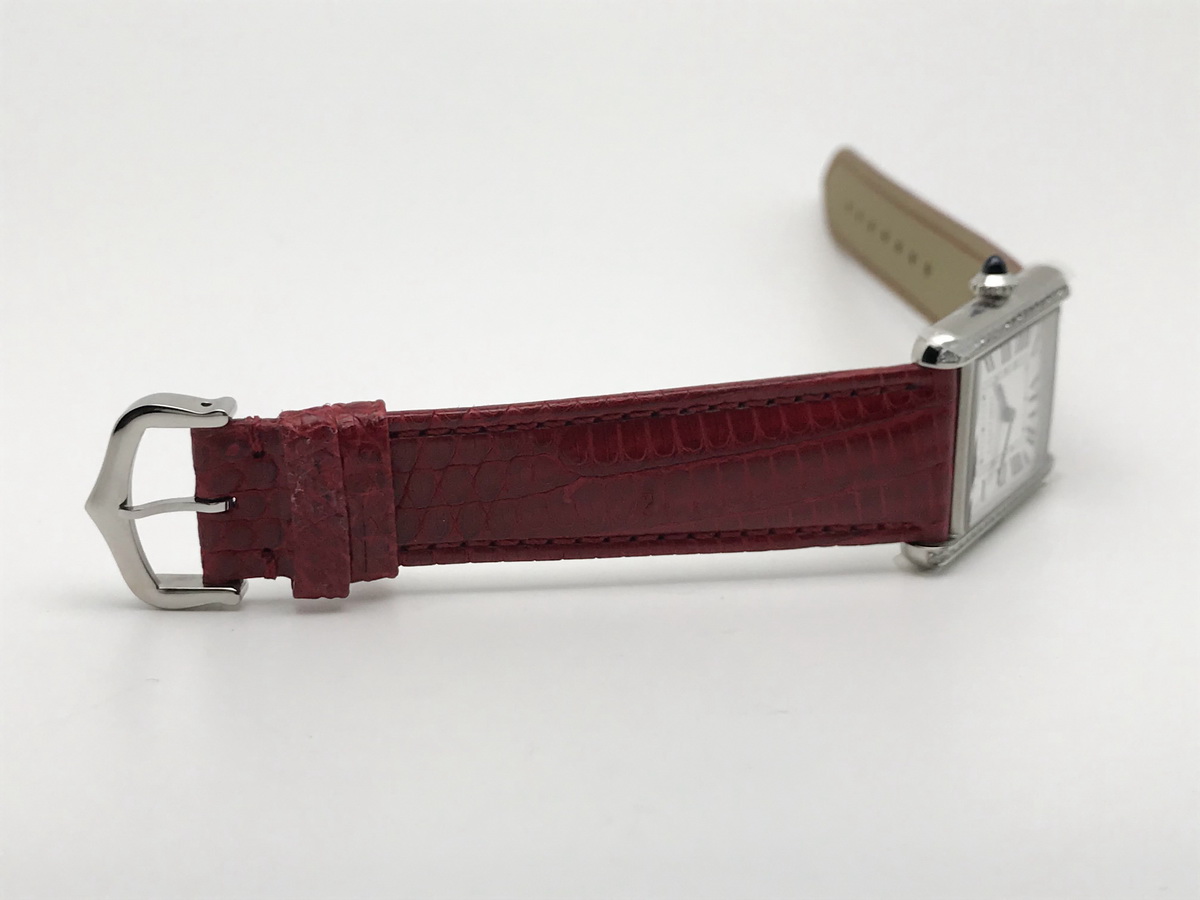 Tank Must 34mm Large Stainless Steel White Dial Red Croc Leather Strap Quartz 2