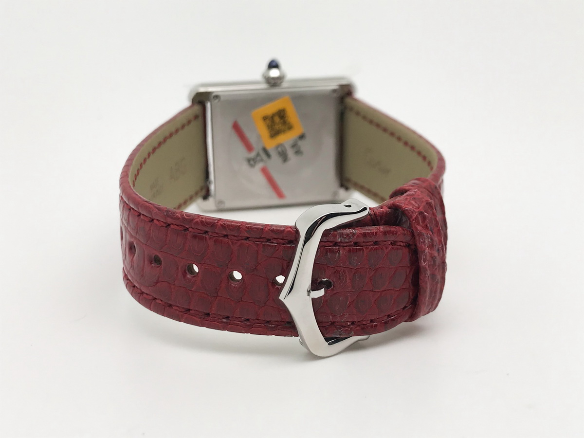 Tank Must 34mm Large Stainless Steel White Dial Red Croc Leather Strap Quartz 7