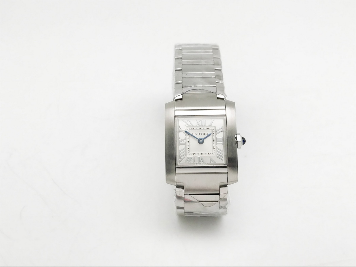 Tank Francaise 25.7mm Ladies Stainless Steel Silver Roman Dial Stainless Steel Bracelet Quartz