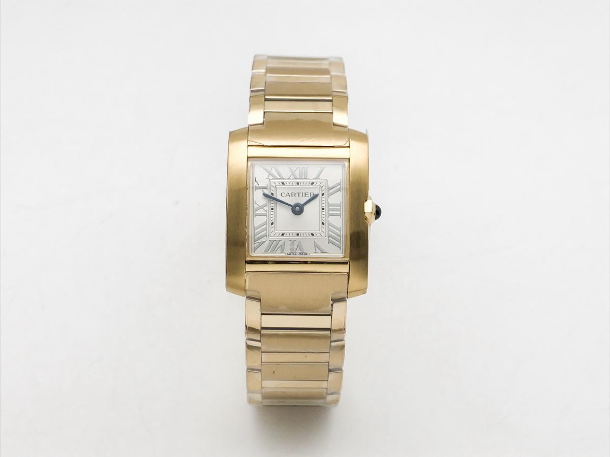 Tank Francaise 25.7mm Ladies Stainless Steel Yellow Gold Silver Roman Dial Yellow Gold Bracelet Quartz