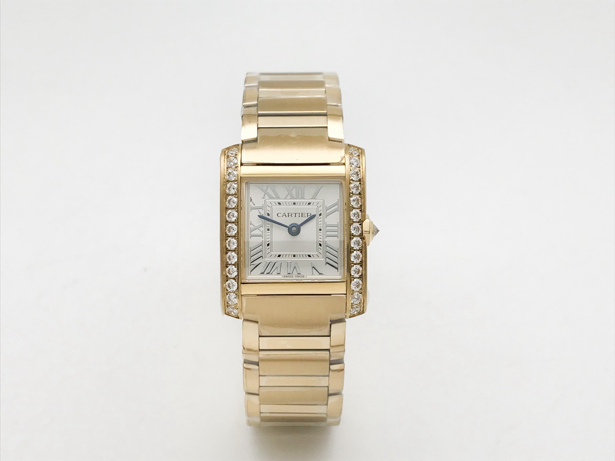 Tank Francaise 25.7mm Ladies Stainless Steel Yellow Gold Silver Roman Dial Yellow Gold Bracelet Quartz