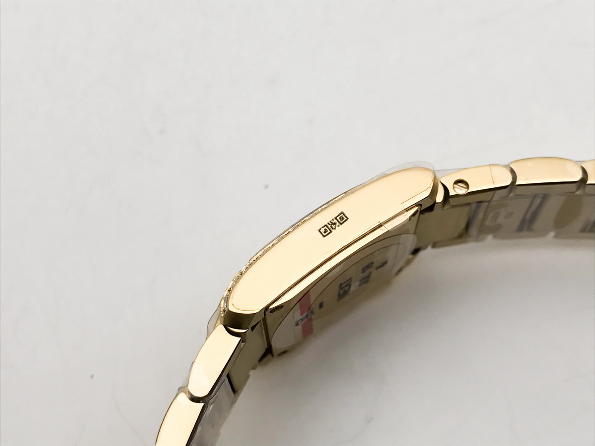 Tank Francaise 25.7mm Ladies Stainless Steel Yellow Gold Silver Roman Dial Yellow Gold Bracelet Quartz 5