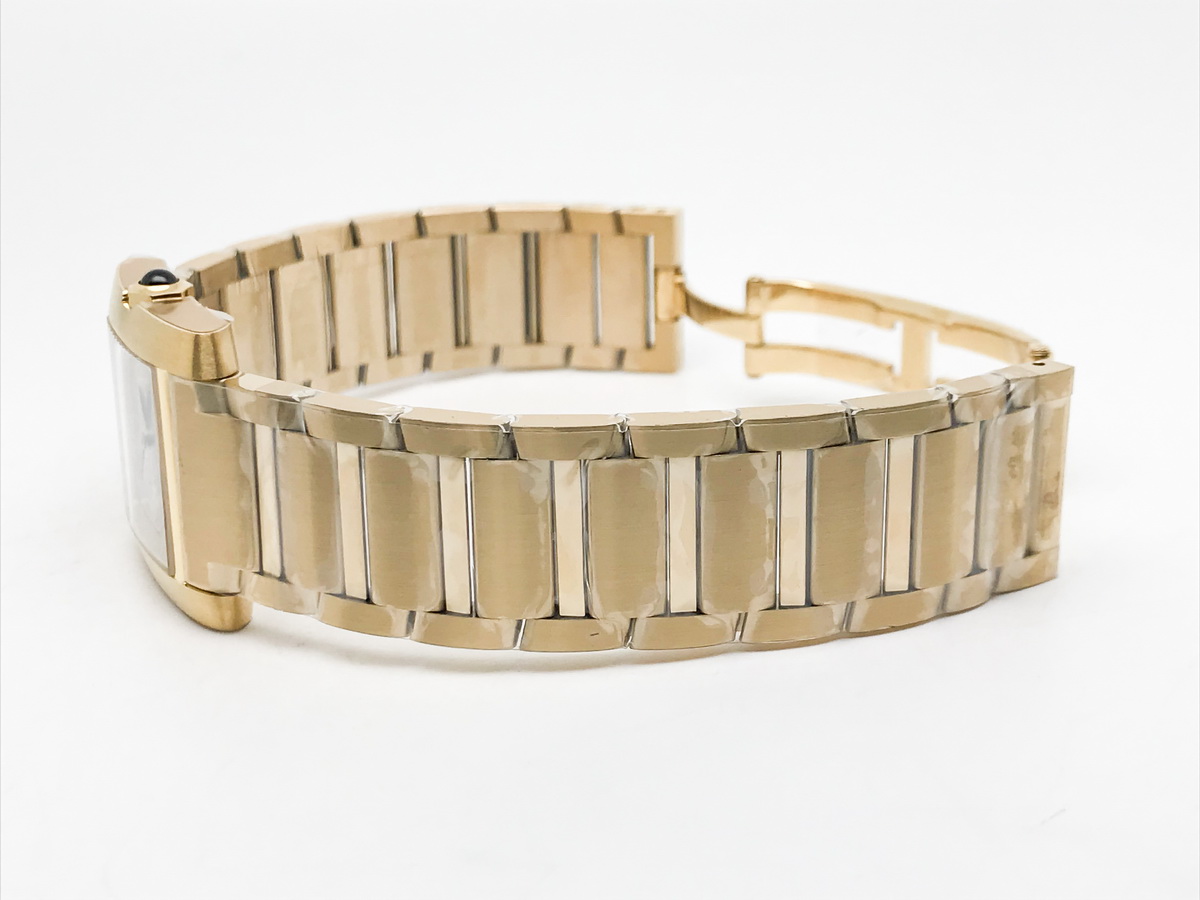 Tank Francaise 32mm Ladies Stainless Steel Yellow Gold Silver Roman Dial Yellow Gold Bracelet Quartz 2