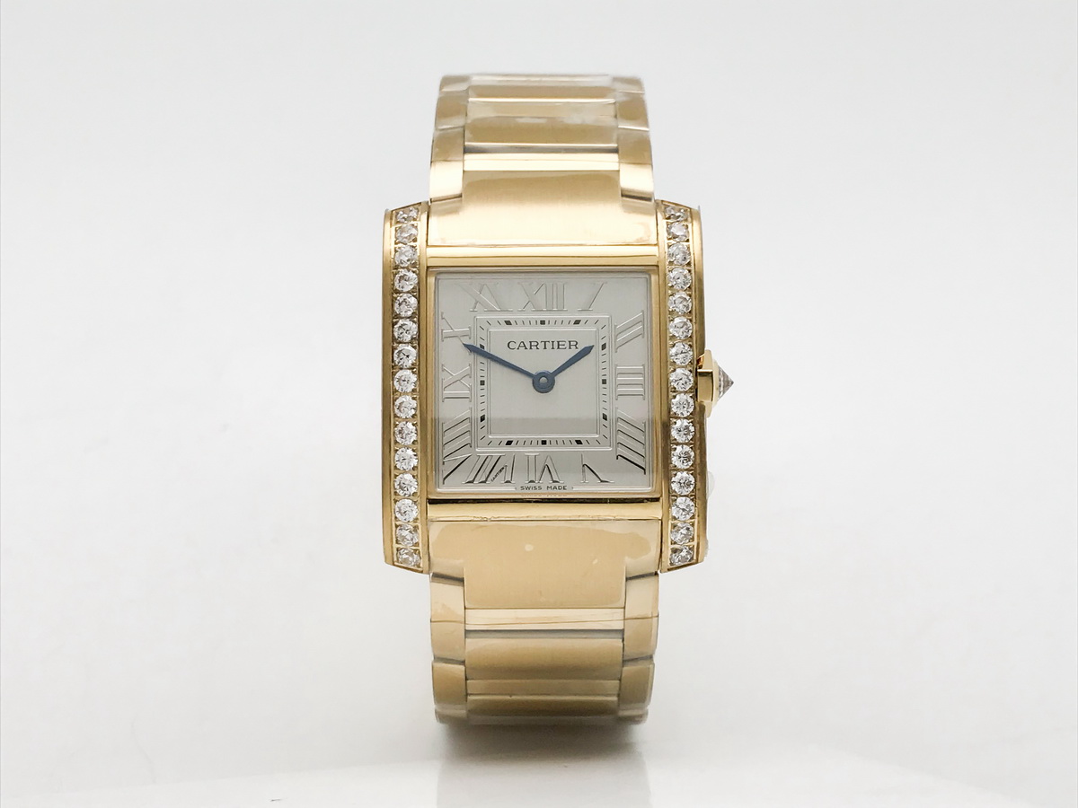 Tank Francaise 32mm Ladies Stainless Steel Yellow Gold Silver Roman Dial Yellow Gold Bracelet Quartz