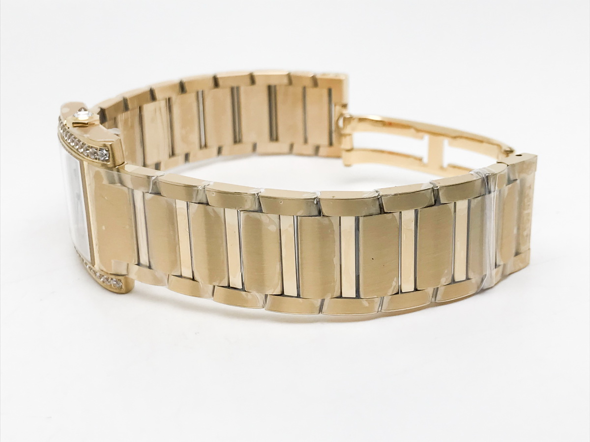 Tank Francaise 32mm Ladies Stainless Steel Yellow Gold Silver Roman Dial Yellow Gold Bracelet Quartz 2