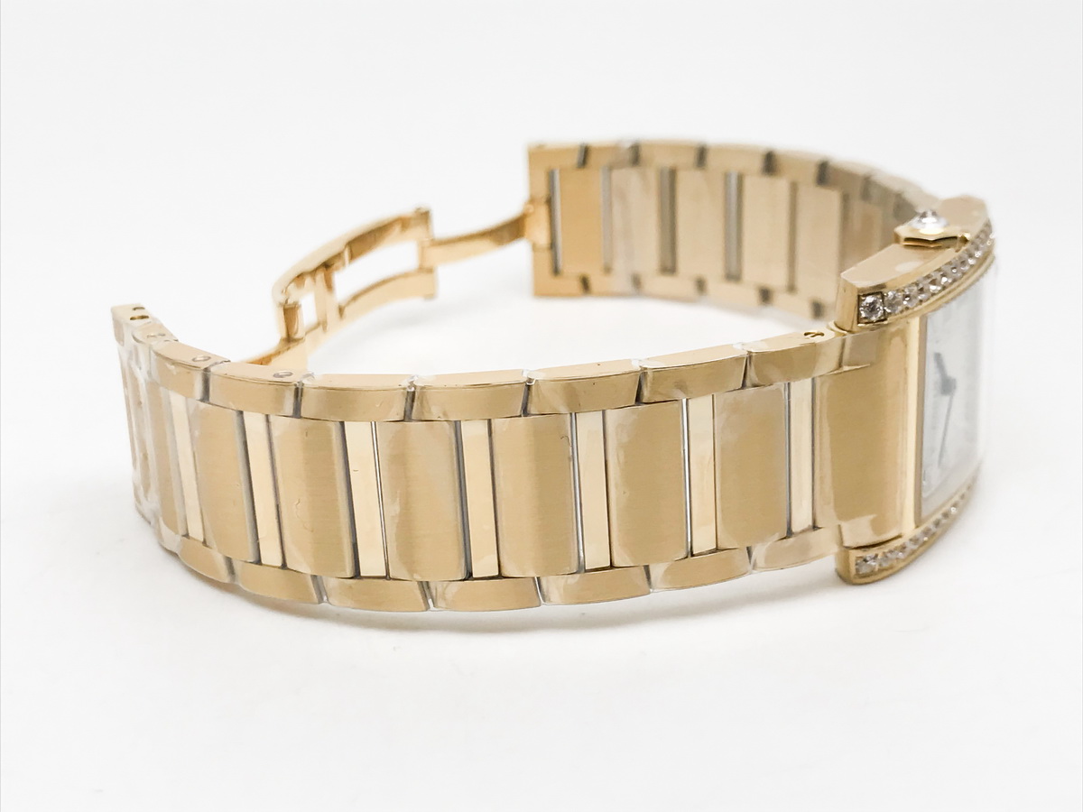 Tank Francaise 32mm Ladies Stainless Steel Yellow Gold Silver Roman Dial Yellow Gold Bracelet Quartz 3