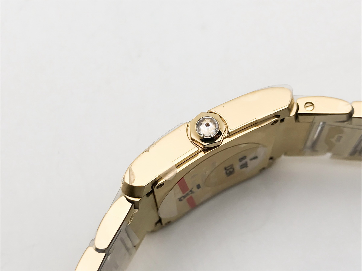 Tank Francaise 32mm Ladies Stainless Steel Yellow Gold Silver Roman Dial Yellow Gold Bracelet Quartz 4