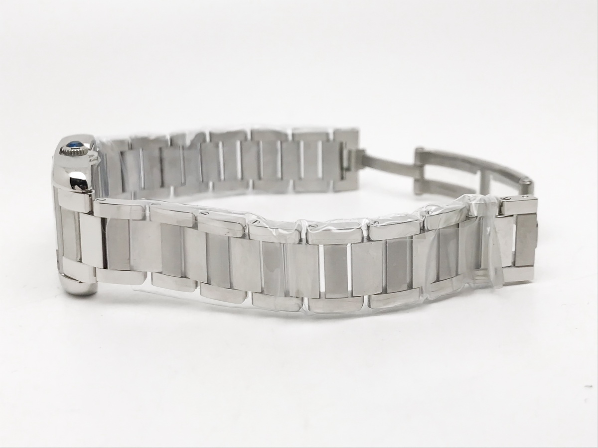 Tank Francaise 23mm Ladies Stainless Steel White Diamond Dial Stainless Steel Bracelet Quartz 4