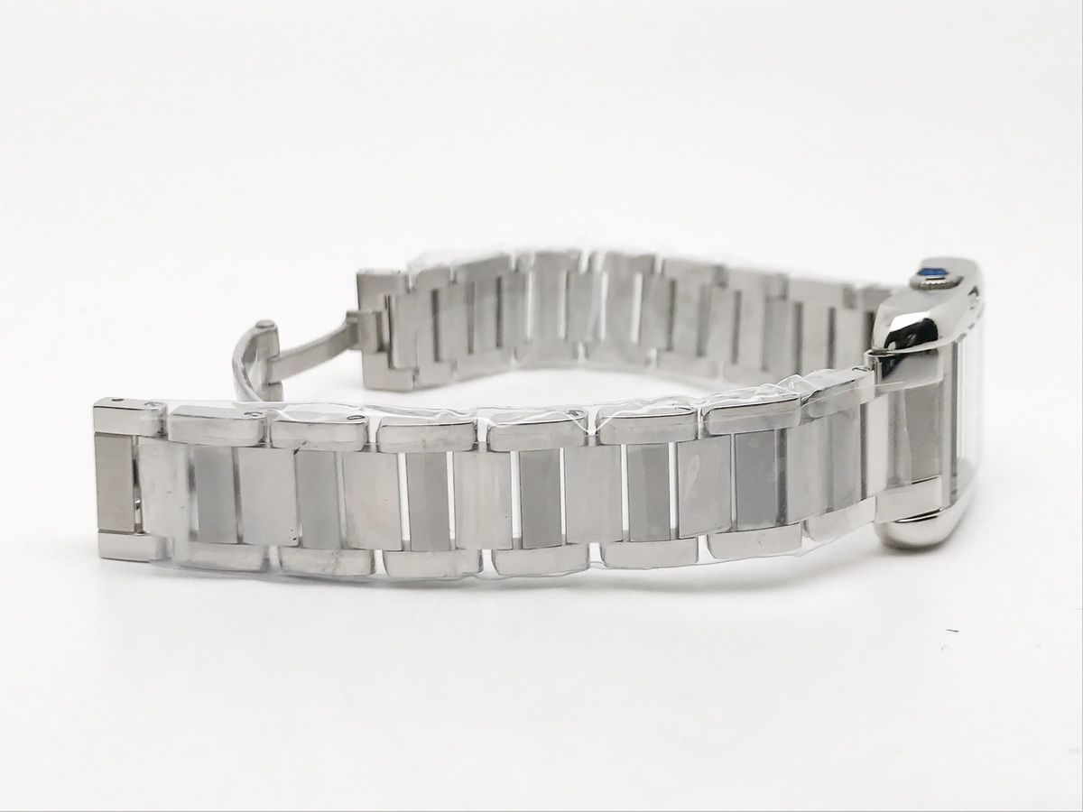 Tank Francaise 23mm Ladies Stainless Steel White Diamond Dial Stainless Steel Bracelet Quartz 5