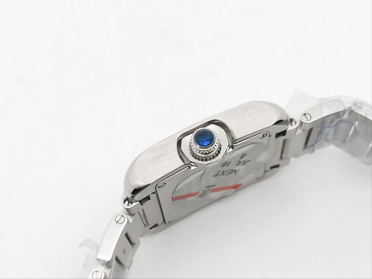Tank Francaise 23mm Ladies Stainless Steel White Diamond Dial Stainless Steel Bracelet Quartz 6